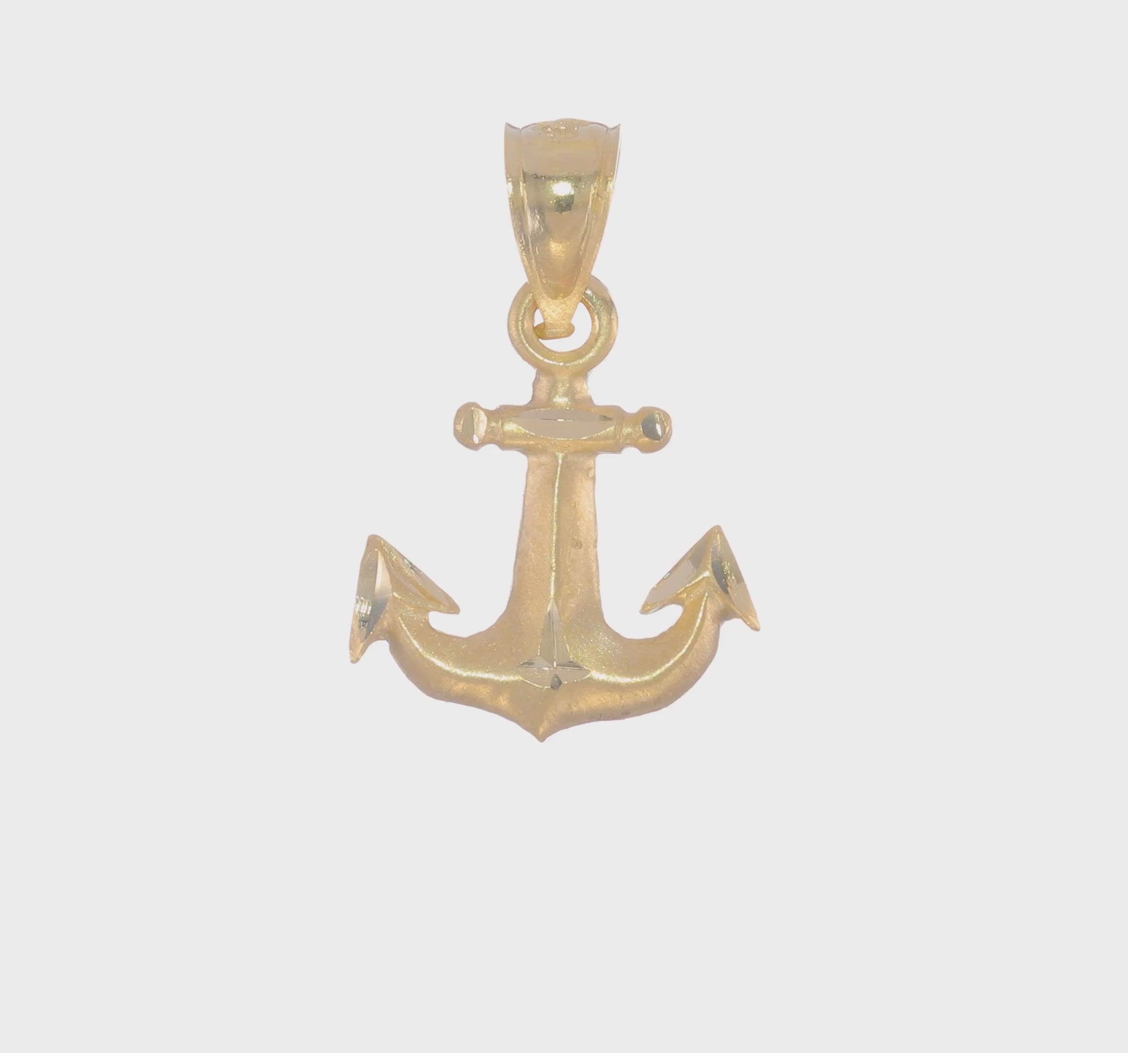 14kt Yellow Gold Diamond-cut Anchor Pendant