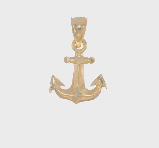 14kt Yellow Gold Diamond-cut Anchor Pendant