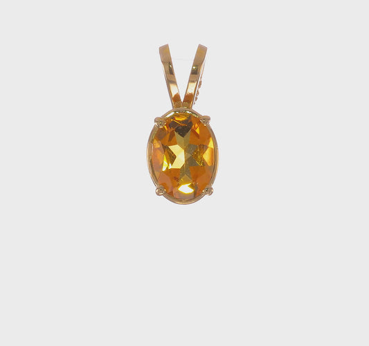 14kt Yellow Gold 7x5mm Oval Citrine pendant