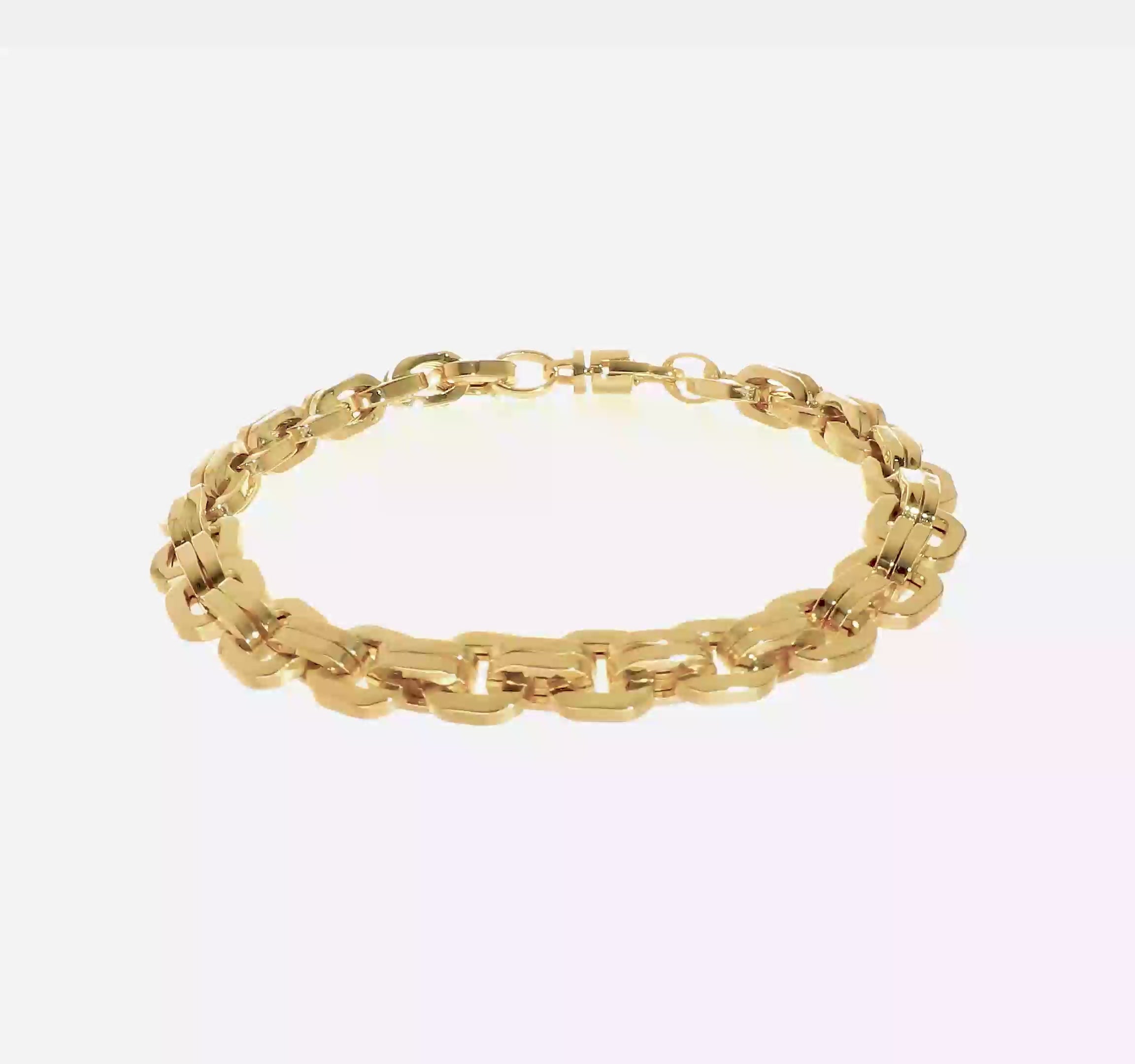 14KT Yellow Gold Men's Polished Fancy Link Bracelet