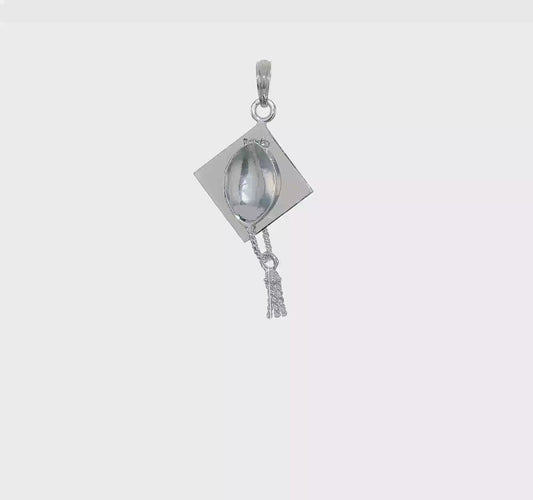 10KT White Gold 3-D Graduation Cap w/ Moveable Tassle Charm
