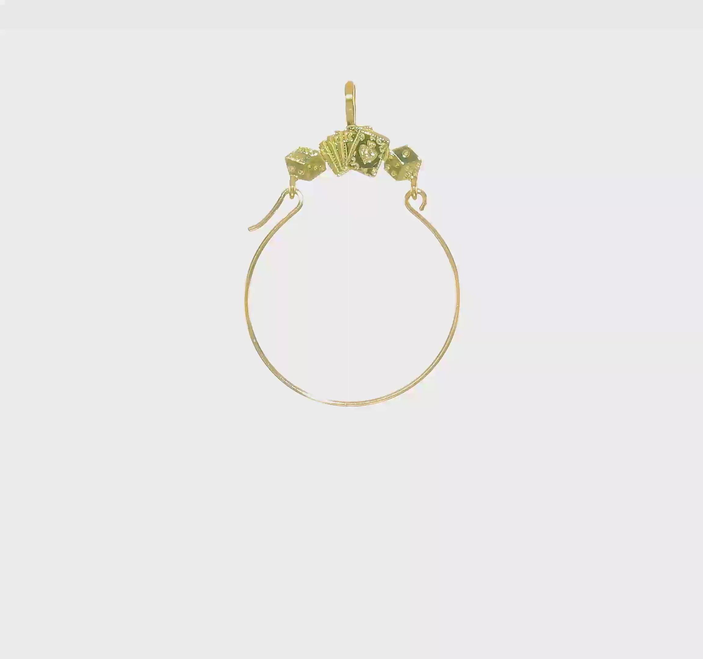 10KT Yellow Gold Cards and Dice Charm Holder
