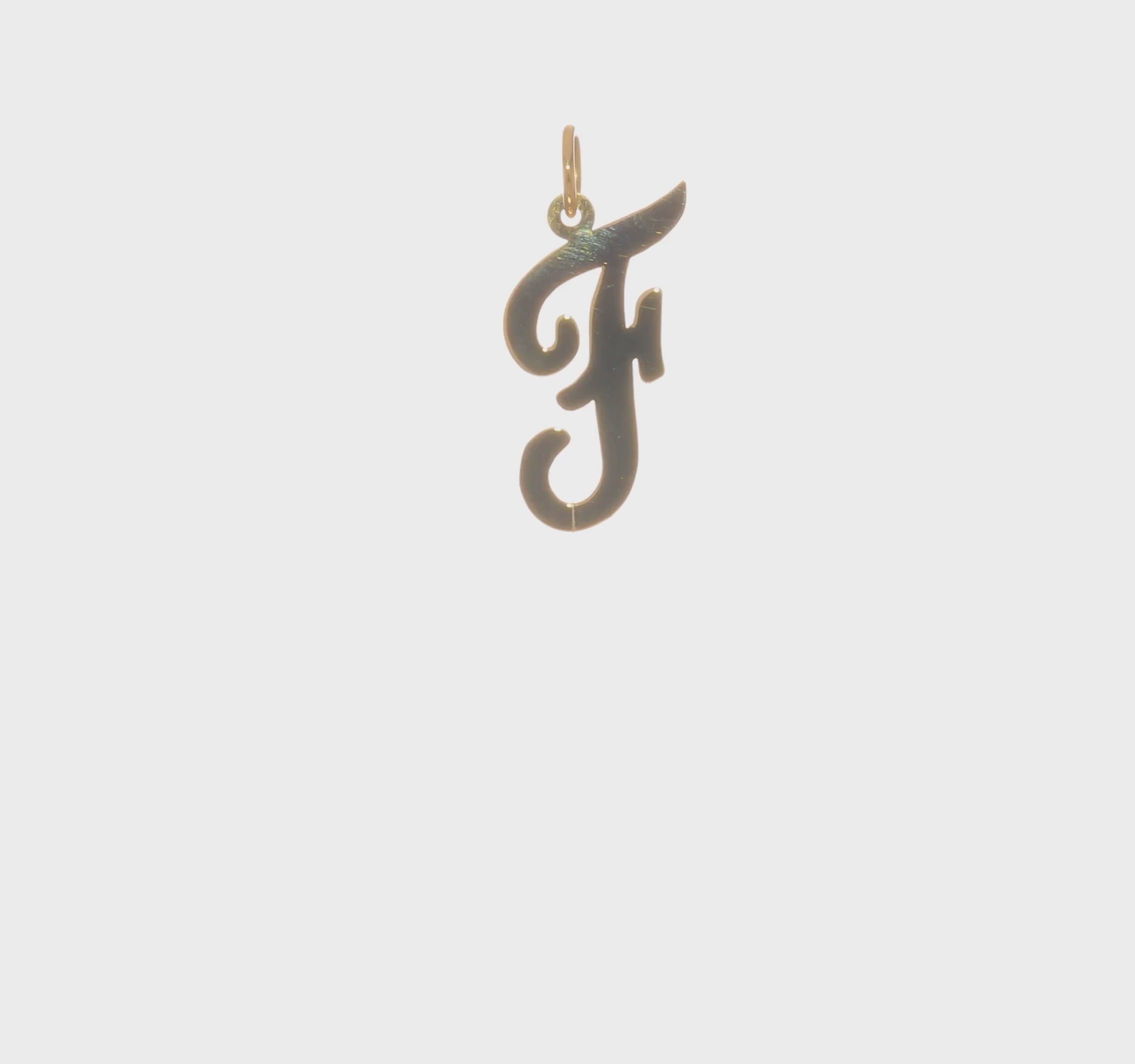 14kt Yellow Gold Large Script Letter F Initial Charm