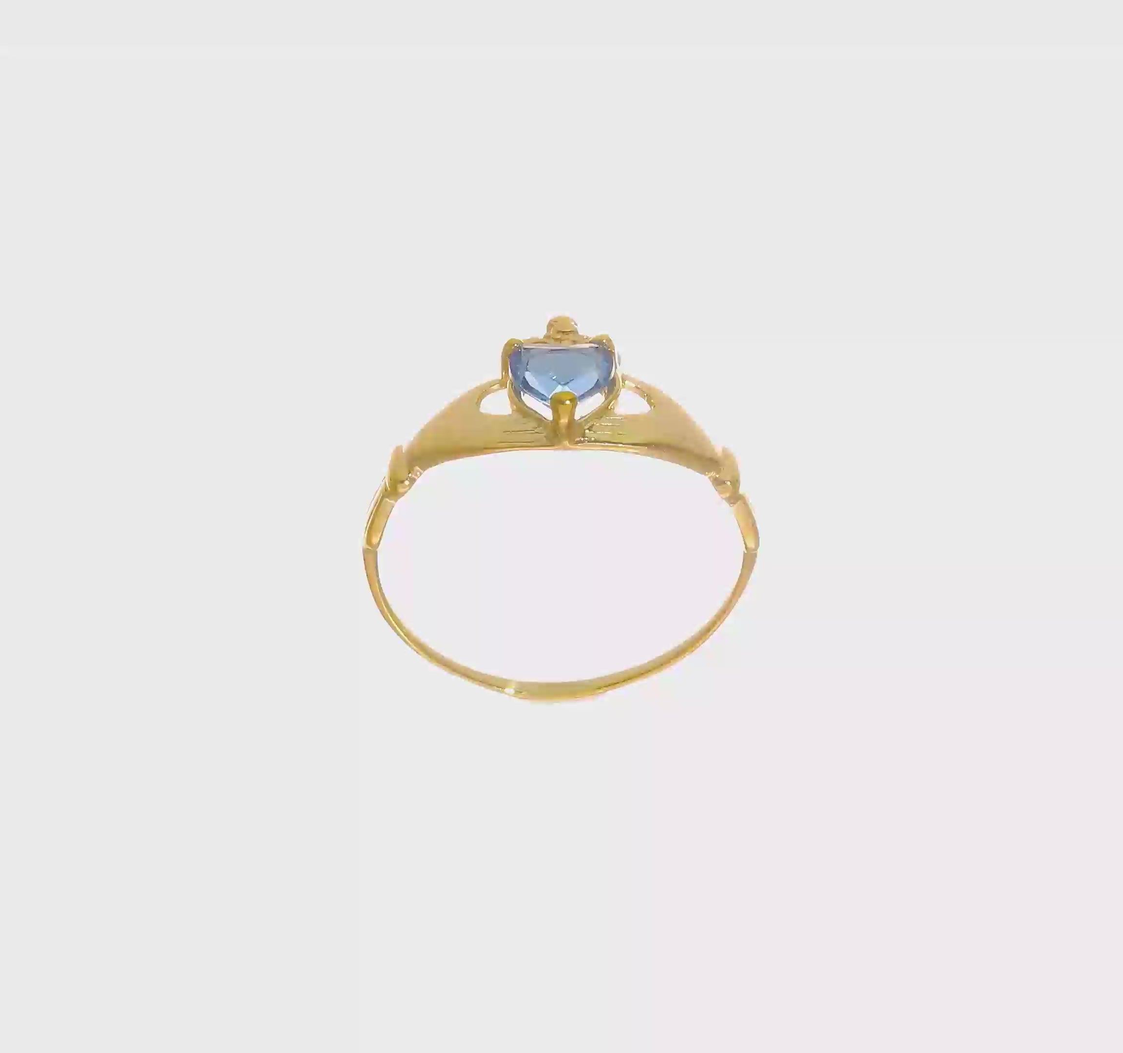 10kt Yellow Gold CZ December Birthstone Claddagh Heart Ring