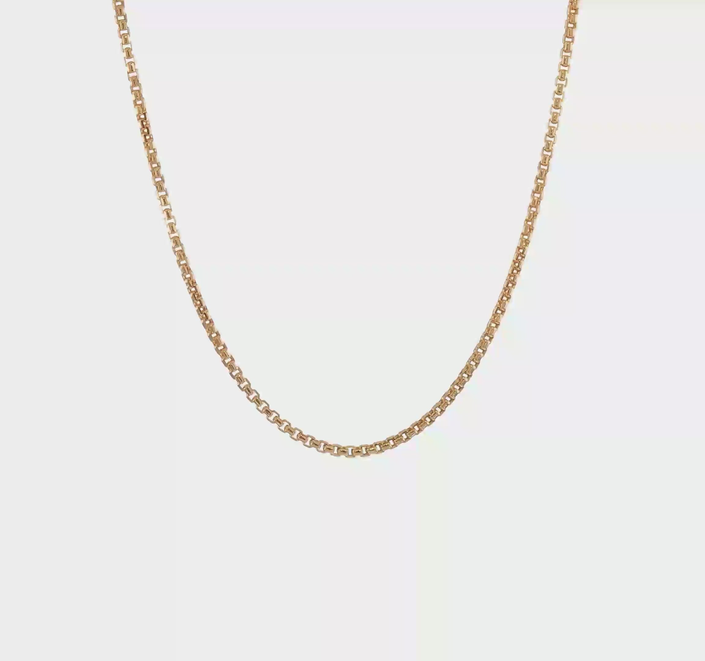 14kt Yellow Gold 2.4mm Semi-Solid D/C Round Box Chain