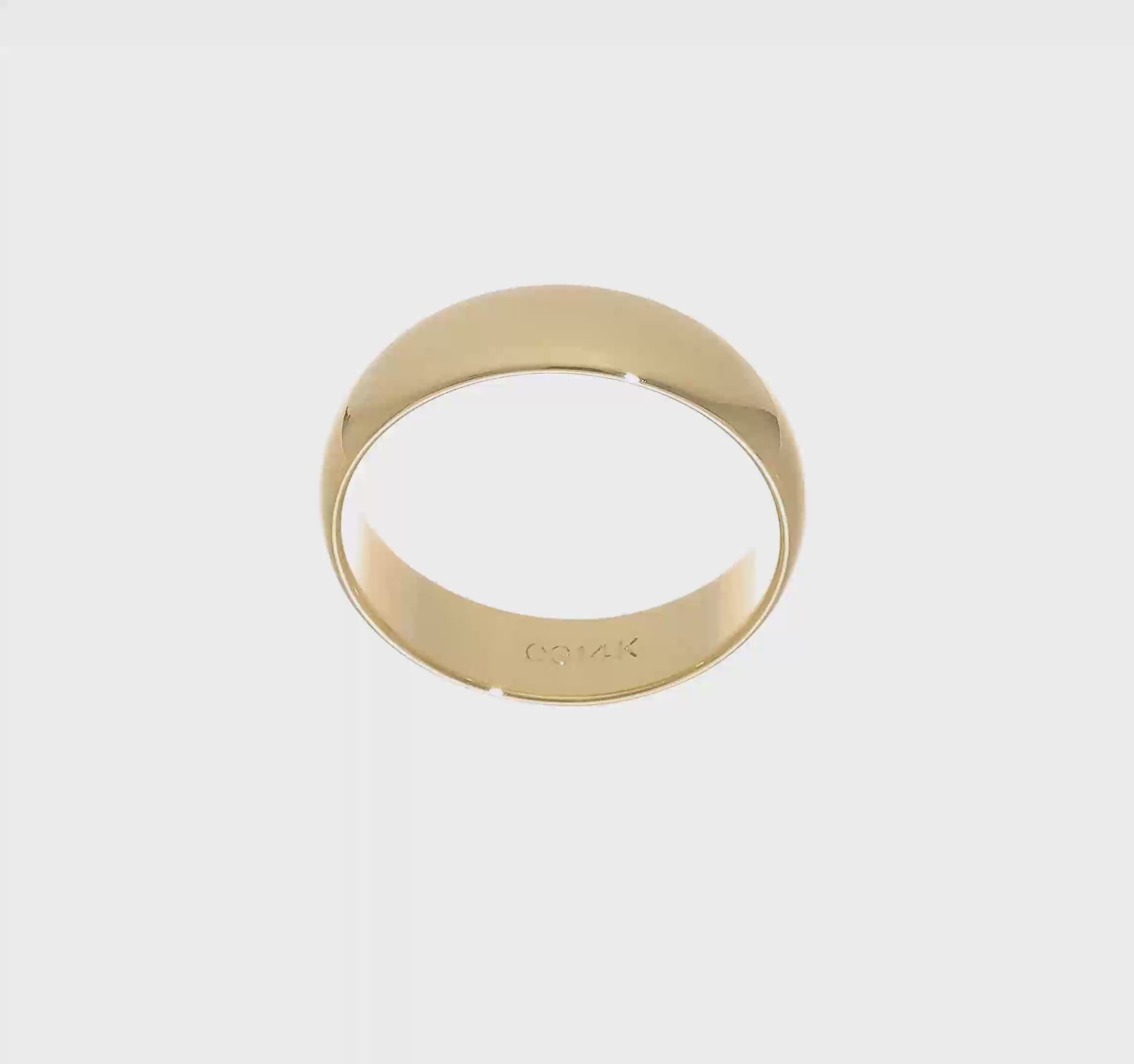 14kt Yellow Gold 6mm Half-Round Wedding Band Size 11.5