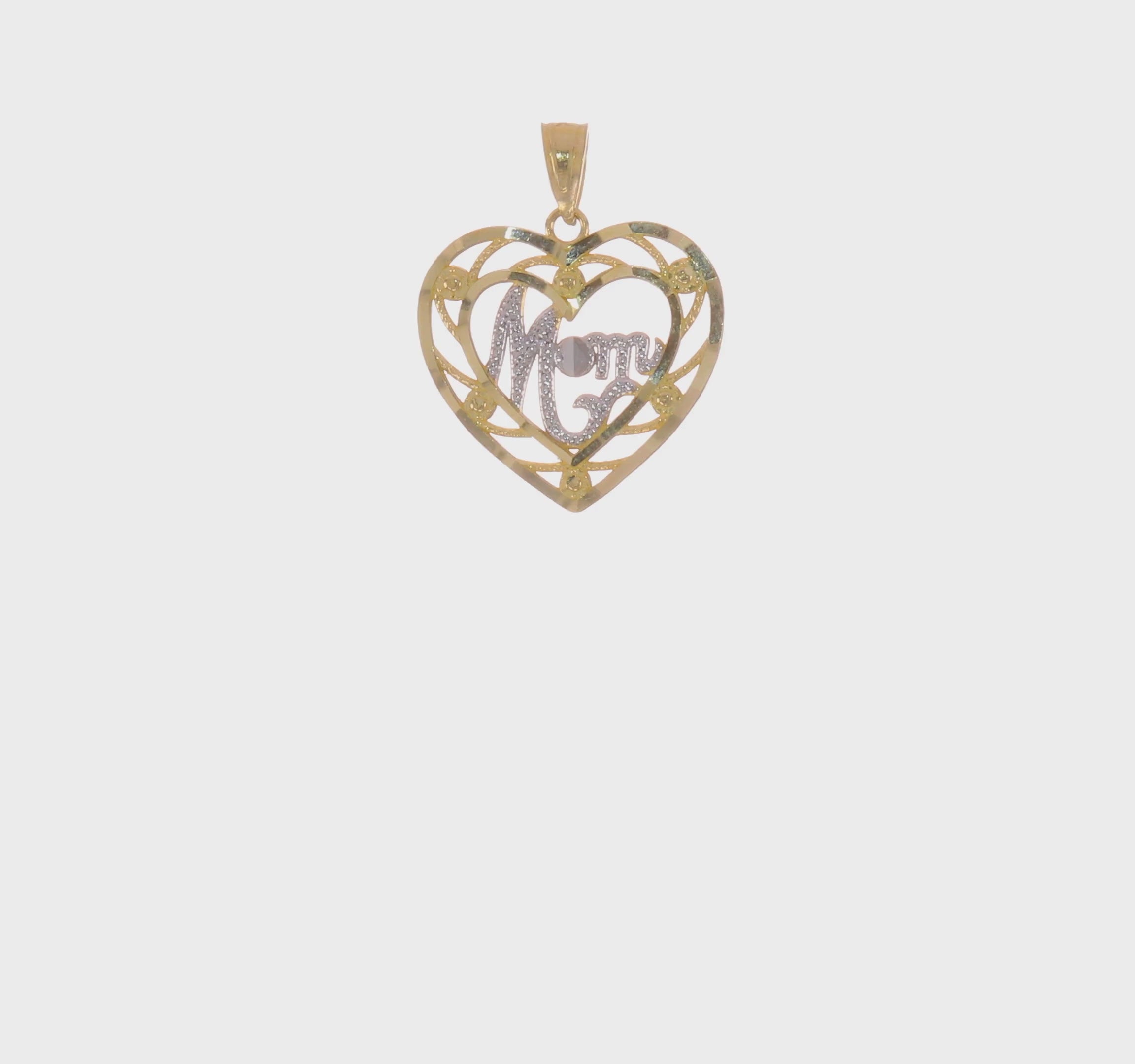 10kt Yellow Gold & Rhodium MOM Heart Charm