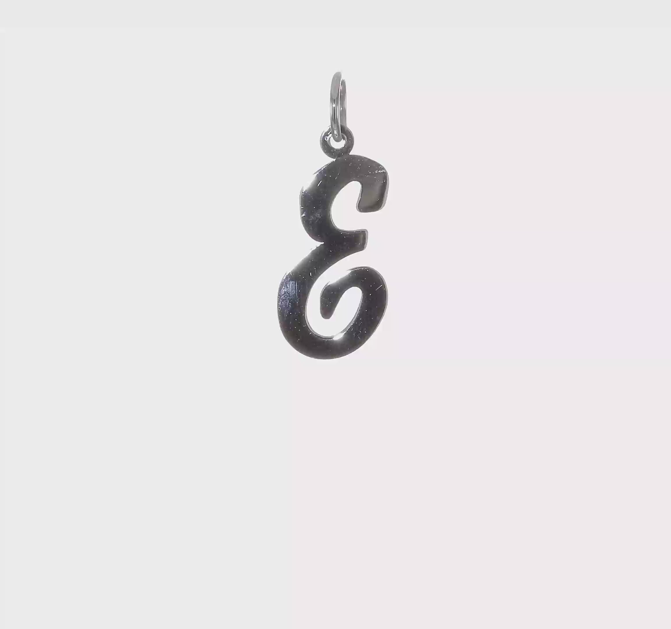14kt White Gold Large Script Letter E Initial Charm