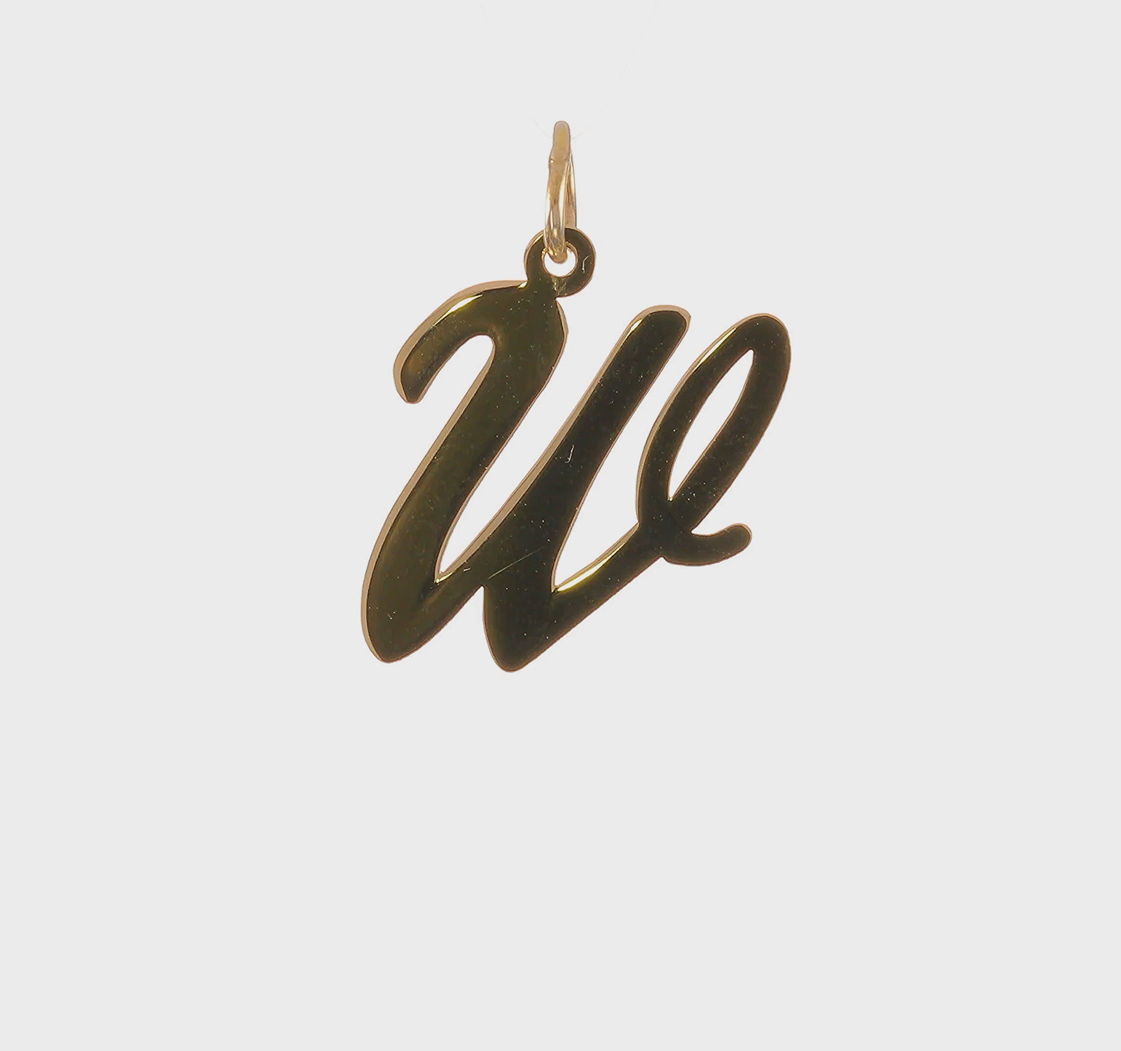 14kt Yellow Gold Large Script Letter W Initial Charm