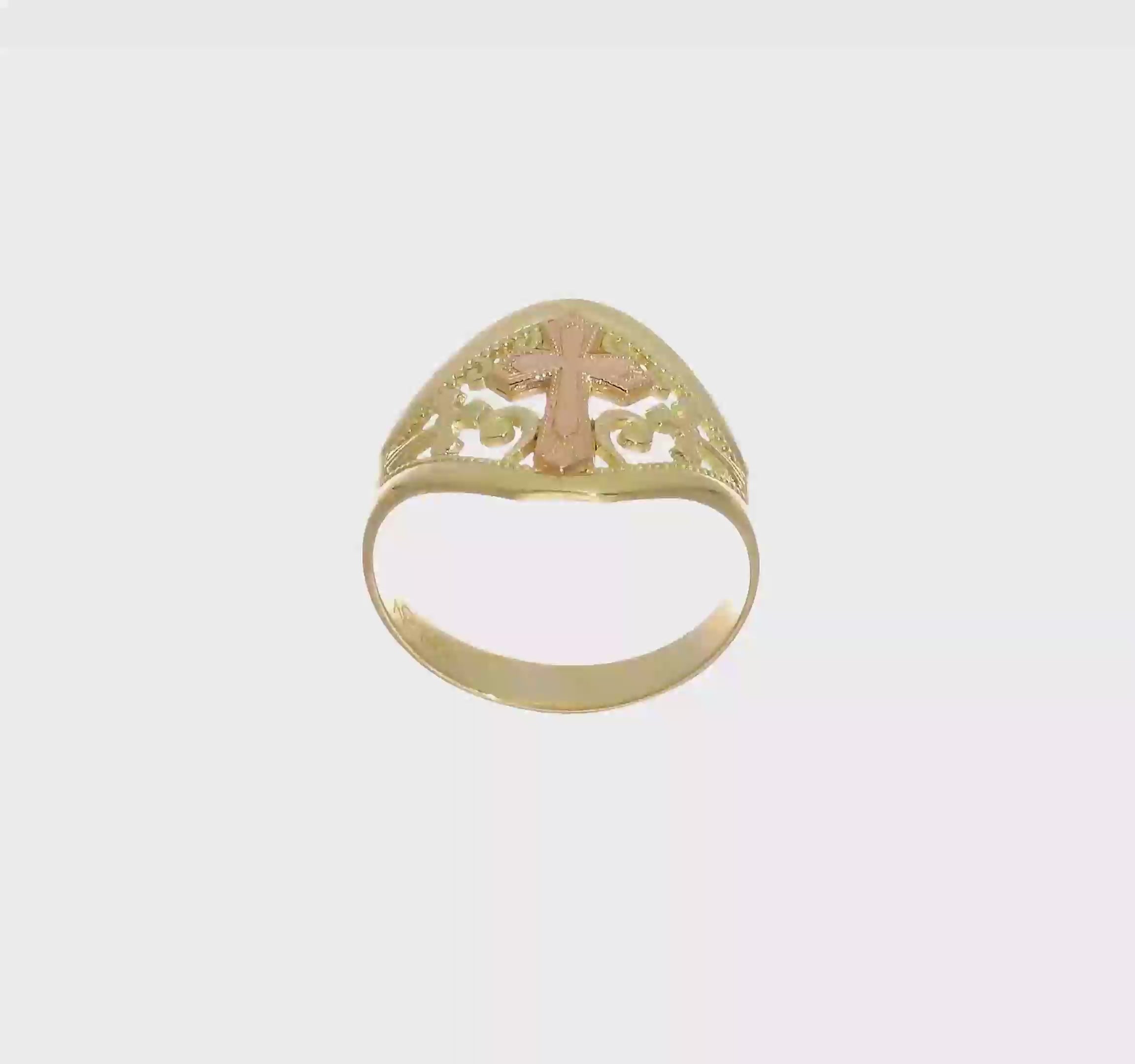10KT Two-Tone Cross Ring