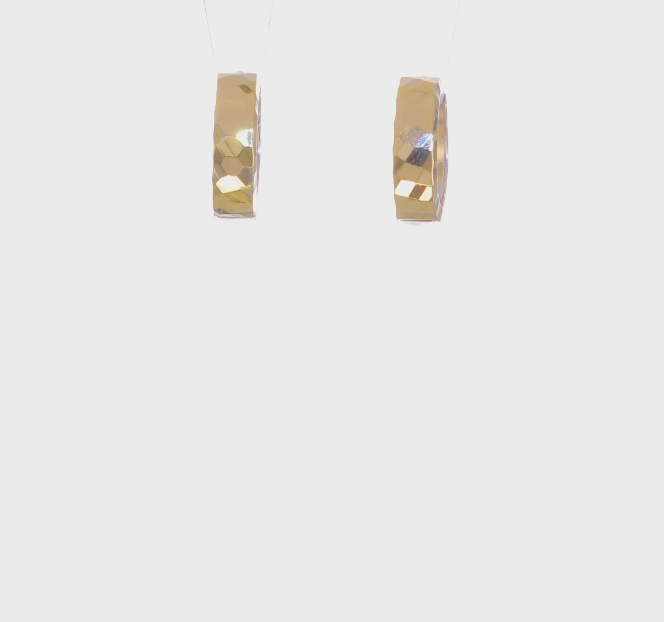 14kt Two-tone Textured Hinged Hoop Earrings