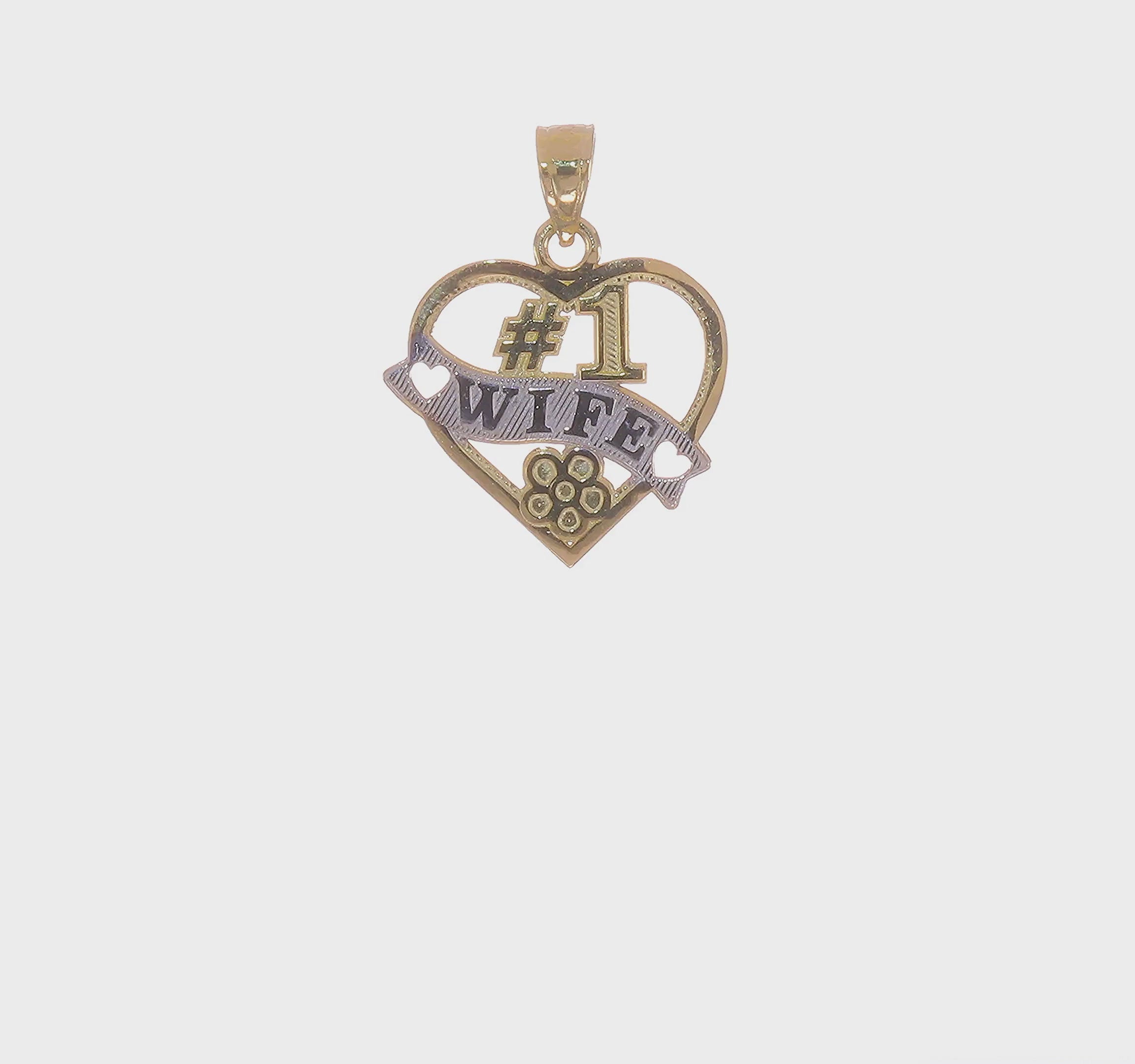 10kt Yellow Gold w/Rhodium #1 WIFE Heart Charm