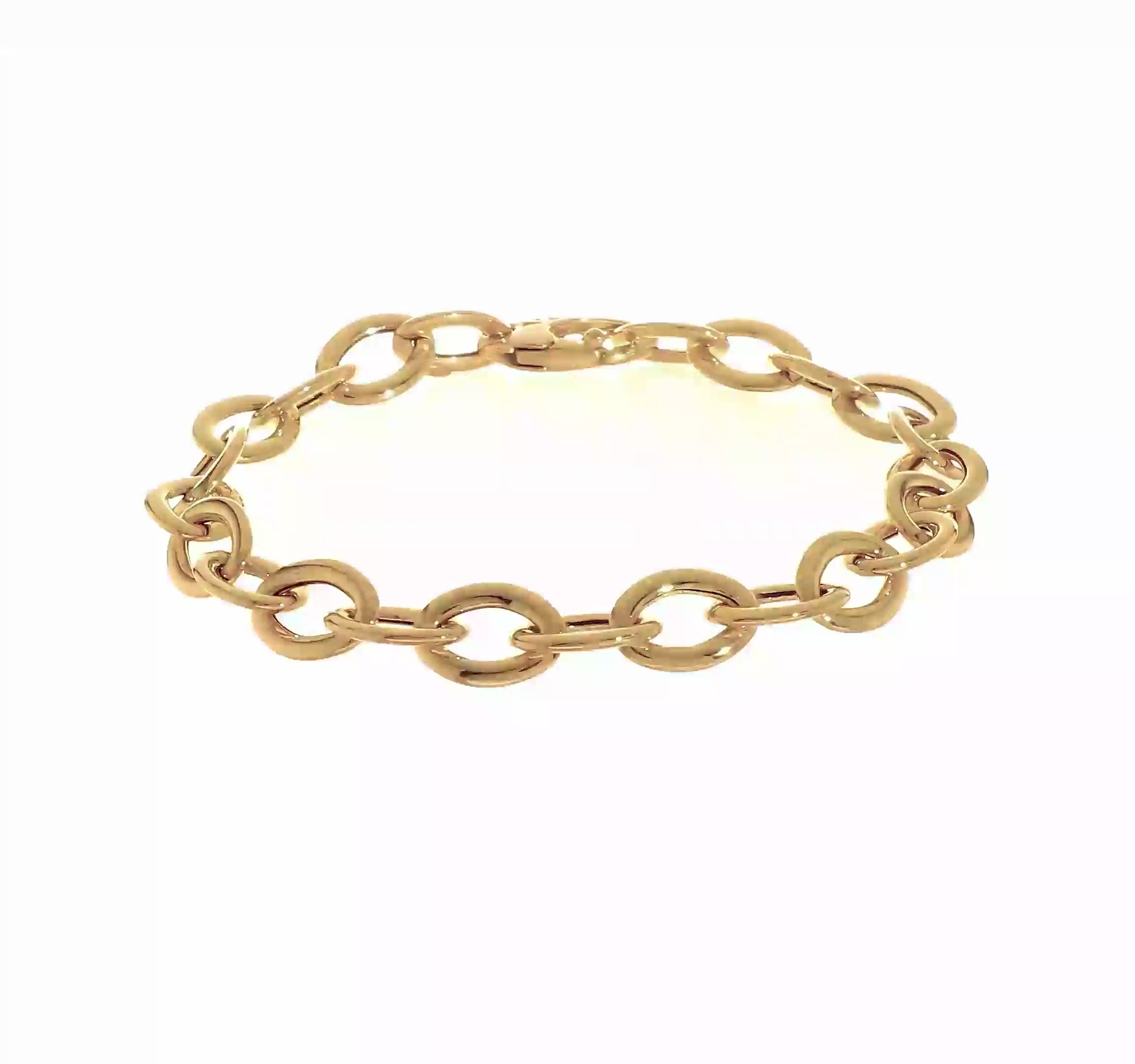 14kt Yellow Gold Polished Fancy Oval Link Bracelet