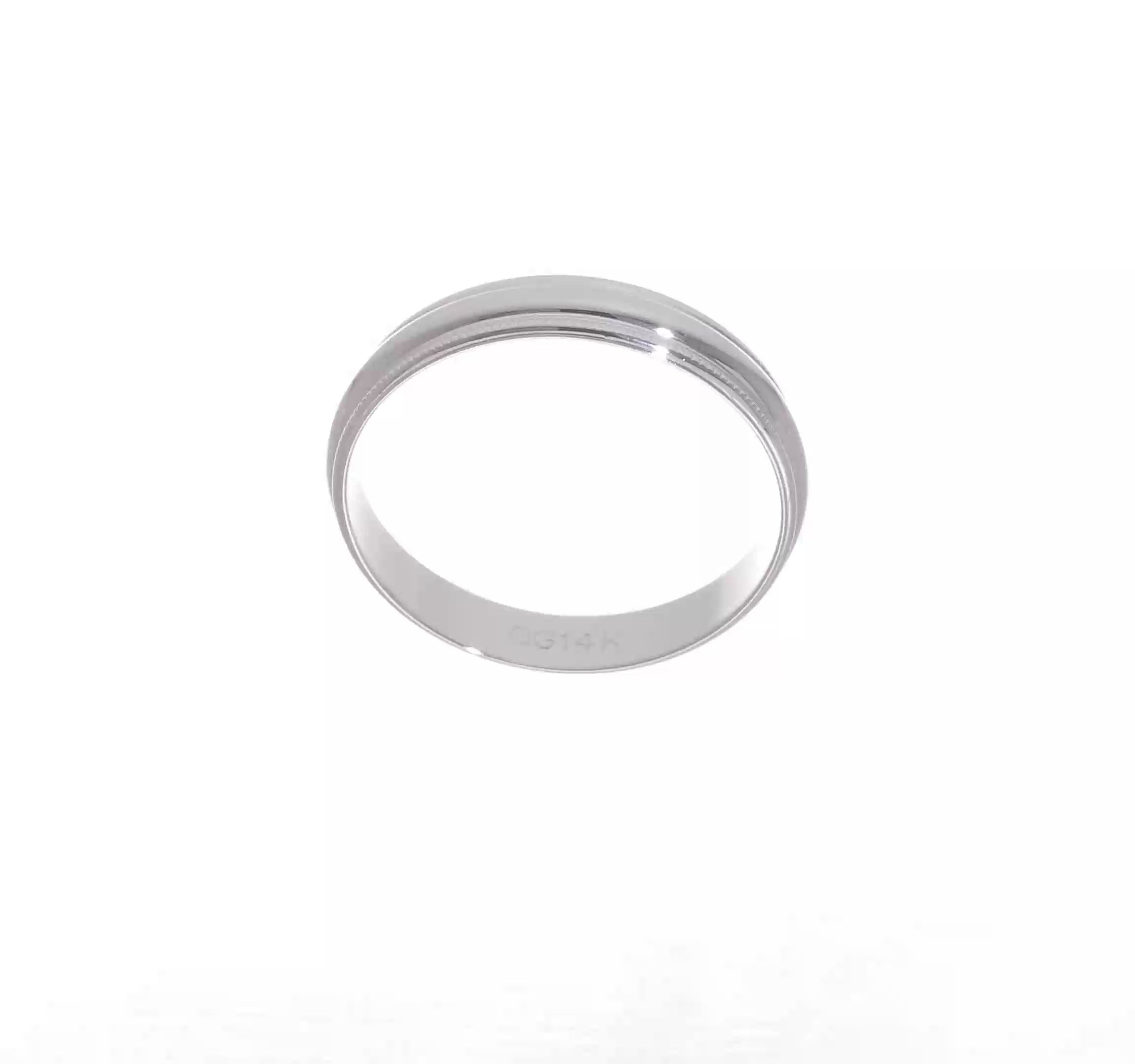 14kt White Gold 4mm Lightweight Milgrain Half Round Wedding Band Size 9.5