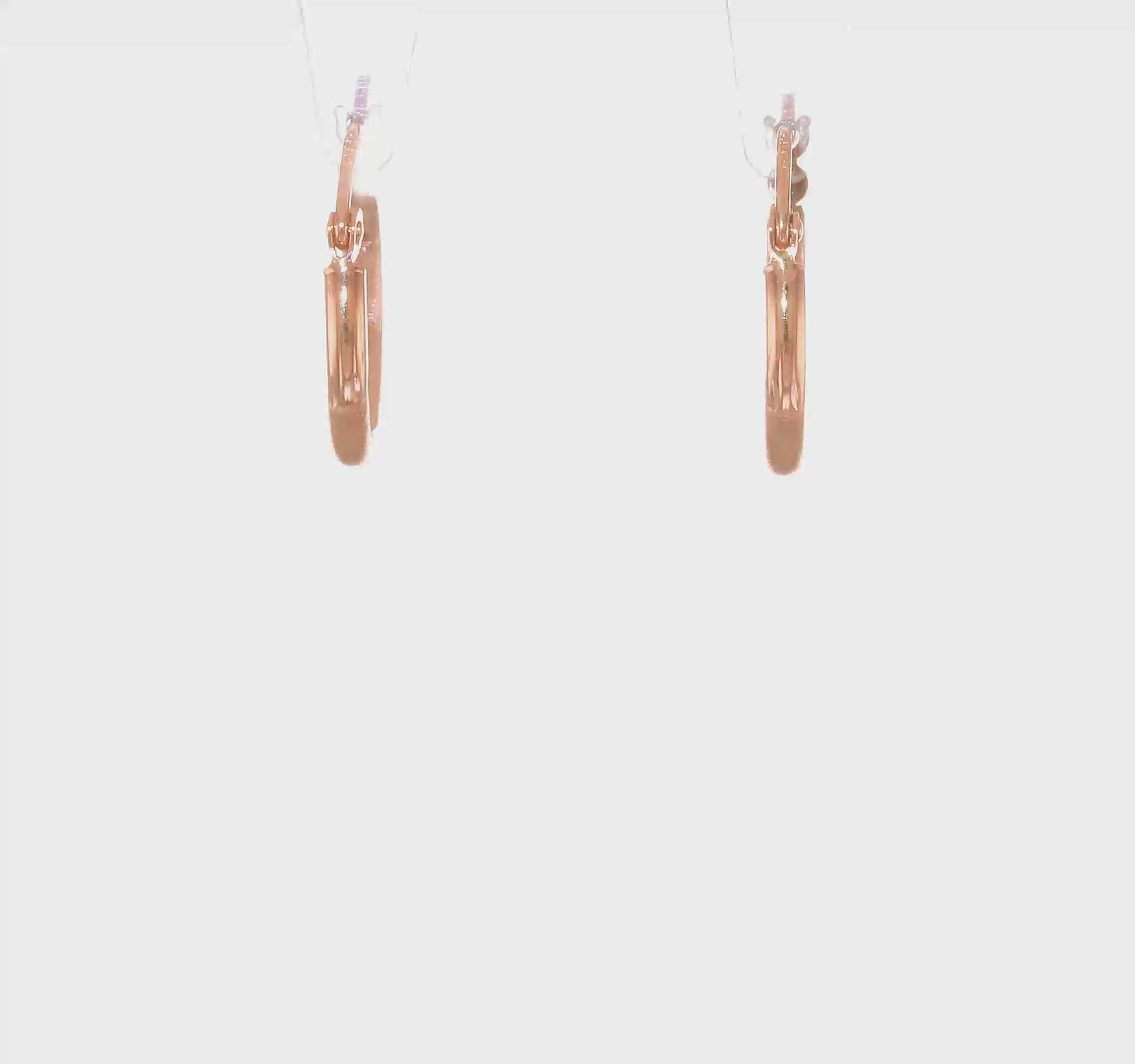 14kt Rose Gold Lightweight Satin Diamond Cut Hoop Earrings
