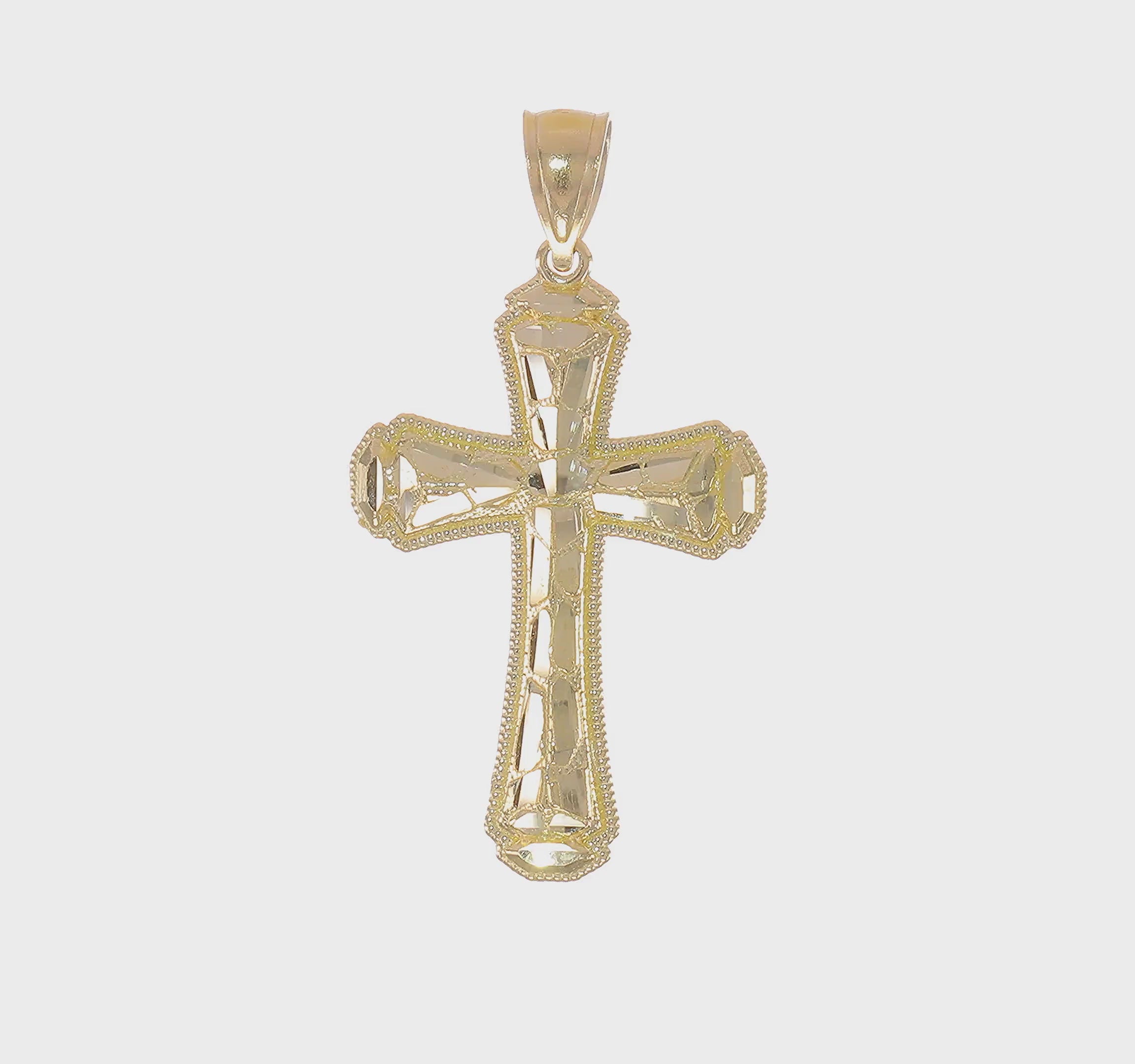 10kt Yellow Gold Diamond-cut Cross Pendant