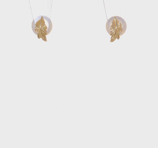 14kt Yellow Gold Madi K Leaf Post Earrings