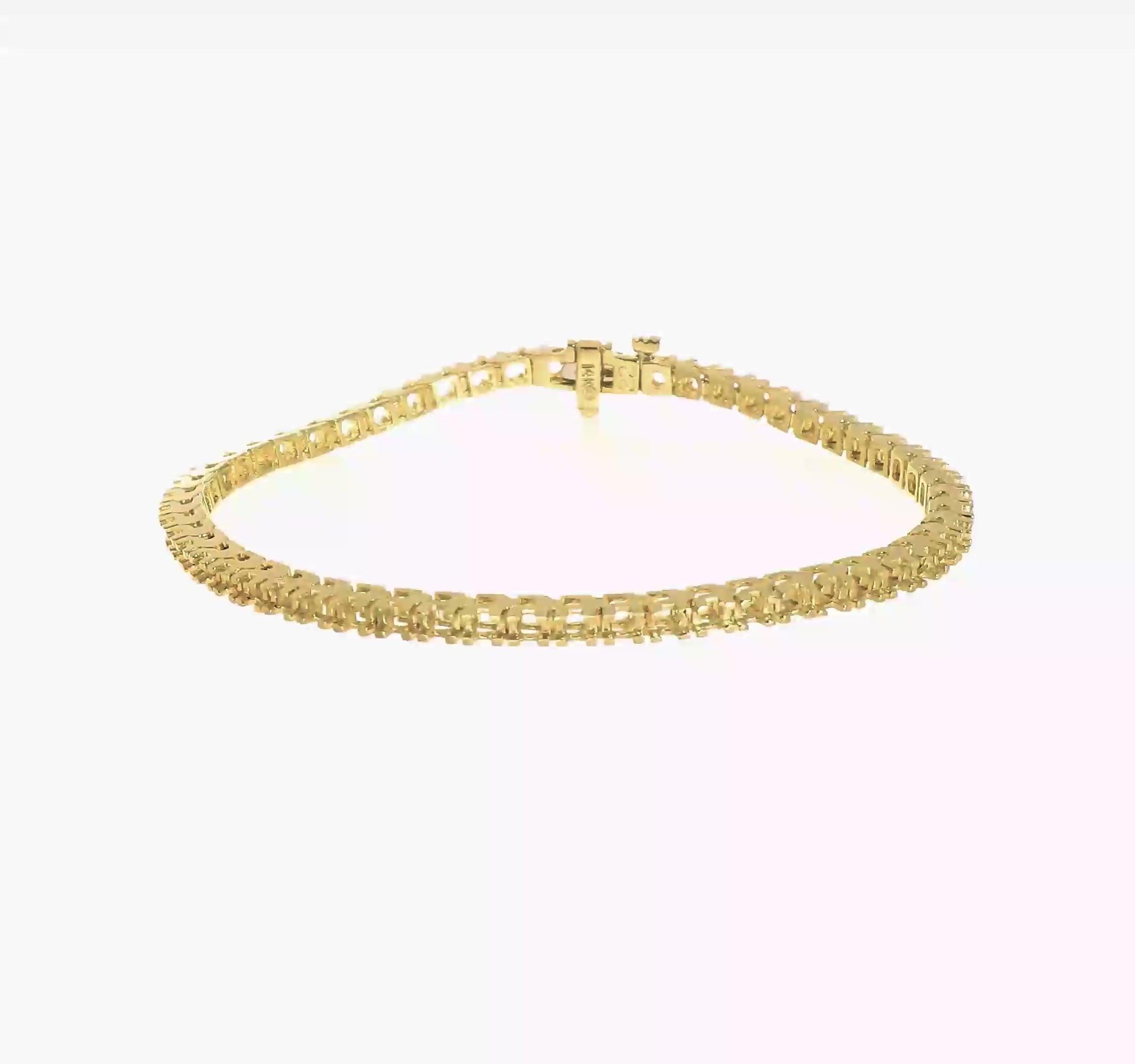 14kt Yellow Gold Holds 2.18 carat 56-2.1mm Round Diamond 4-prong 7 inch Tennis Bracelet Mounting