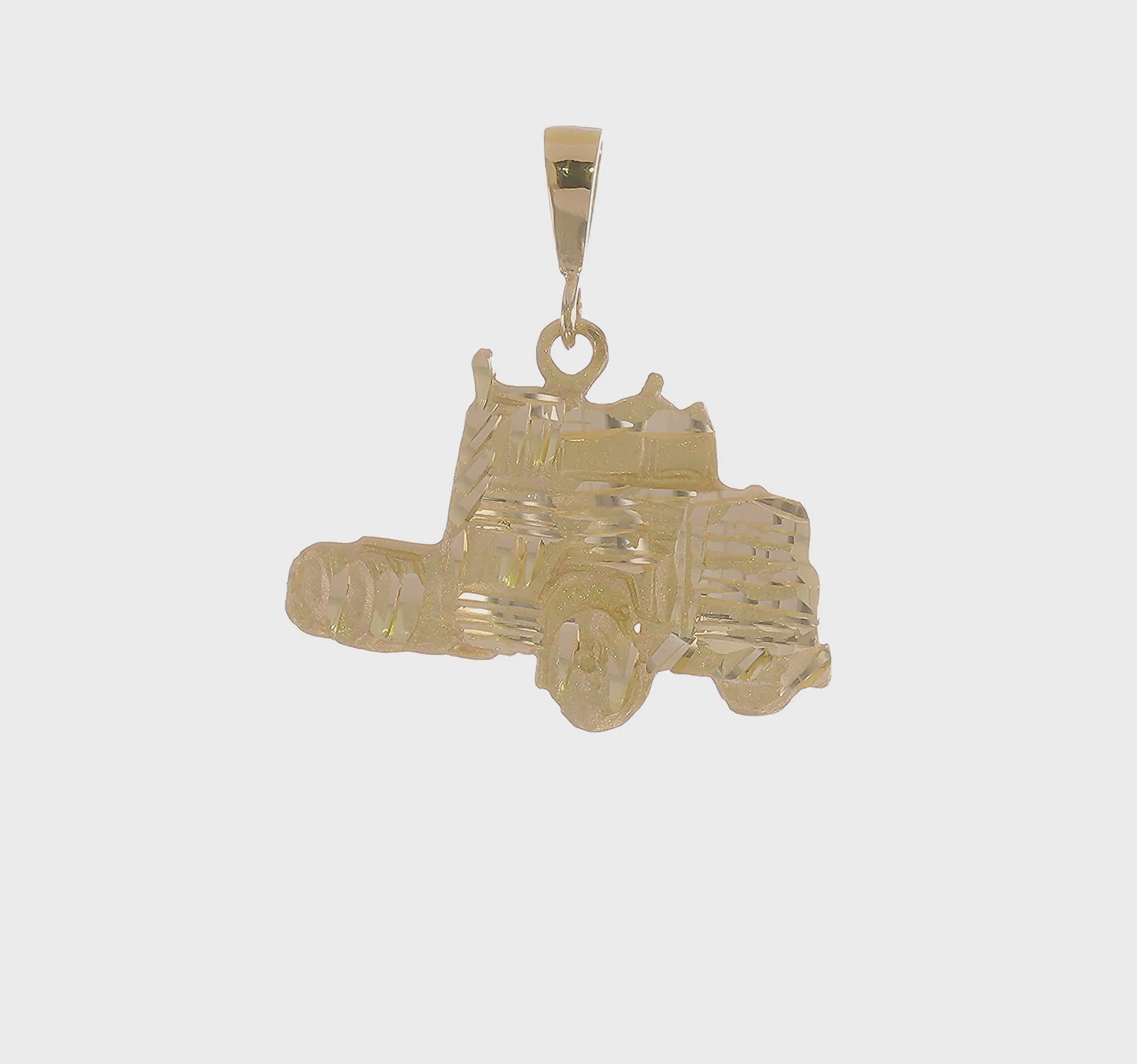 10kt Yellow Gold Solid Diamond-cut Semi Truck Charm