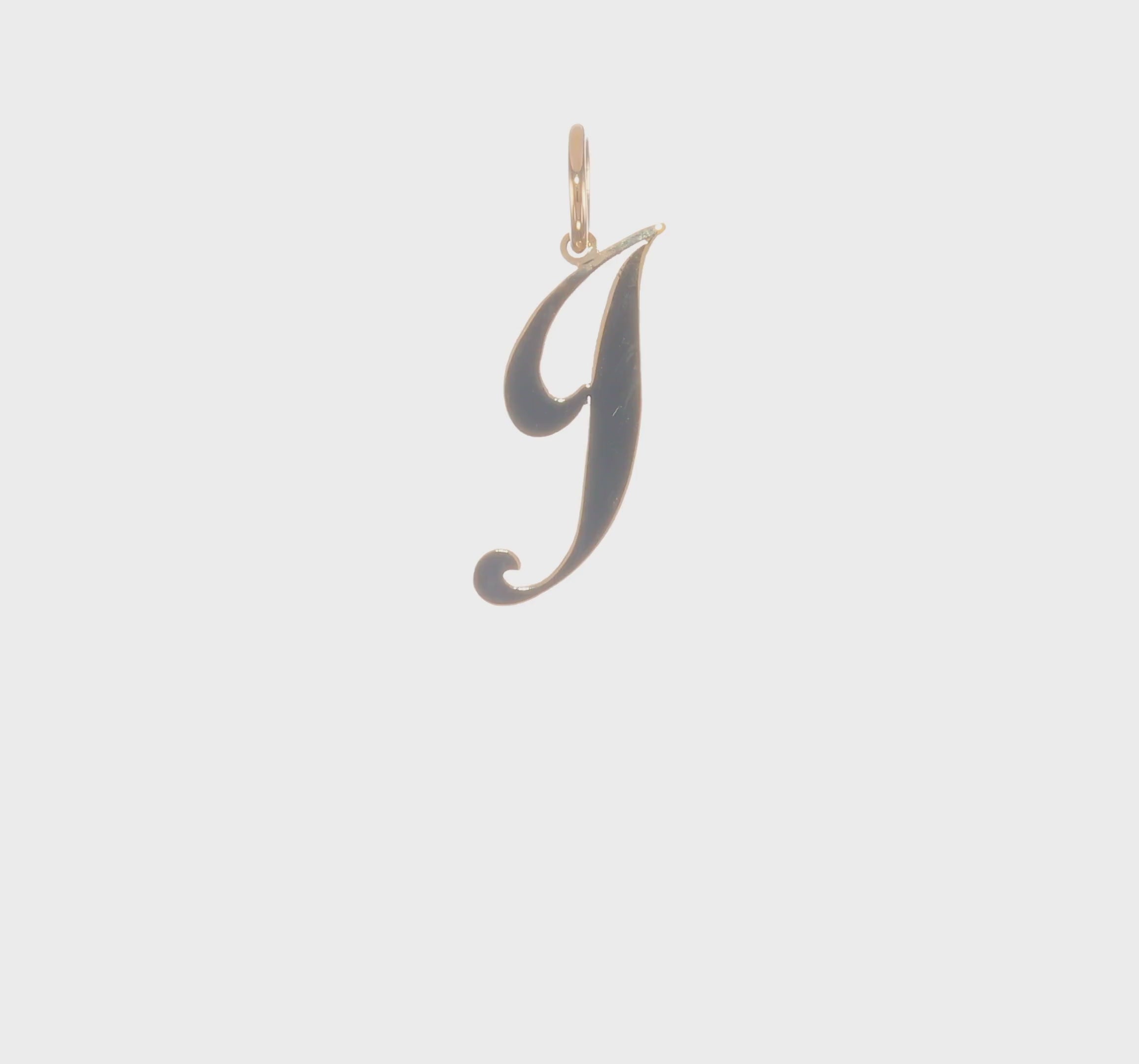 14KT Yellow Gold Small Fancy Script Letter J Initial Charm