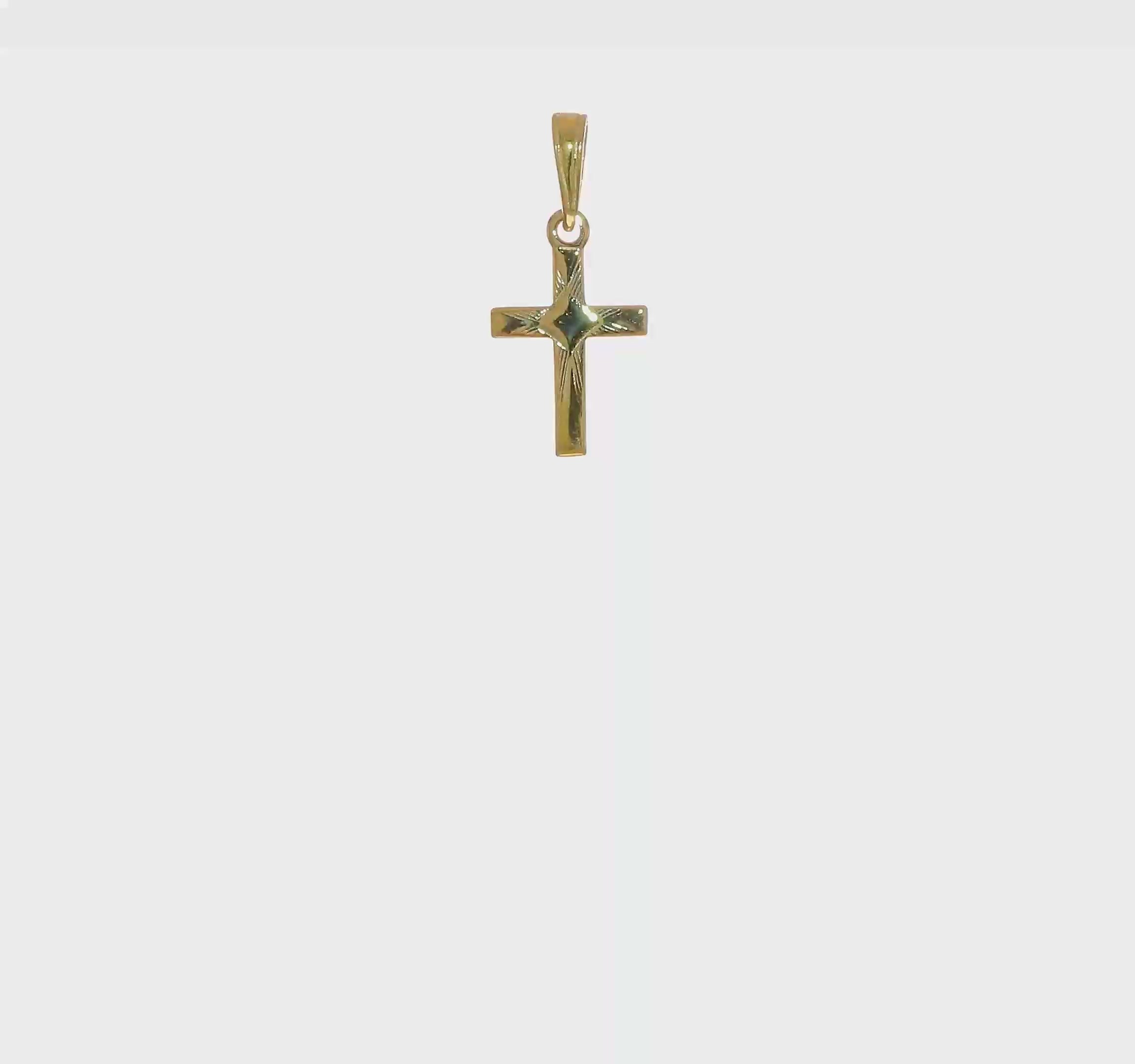 10KT Yellow Gold Diamond Shape Center Mini Cross Charm