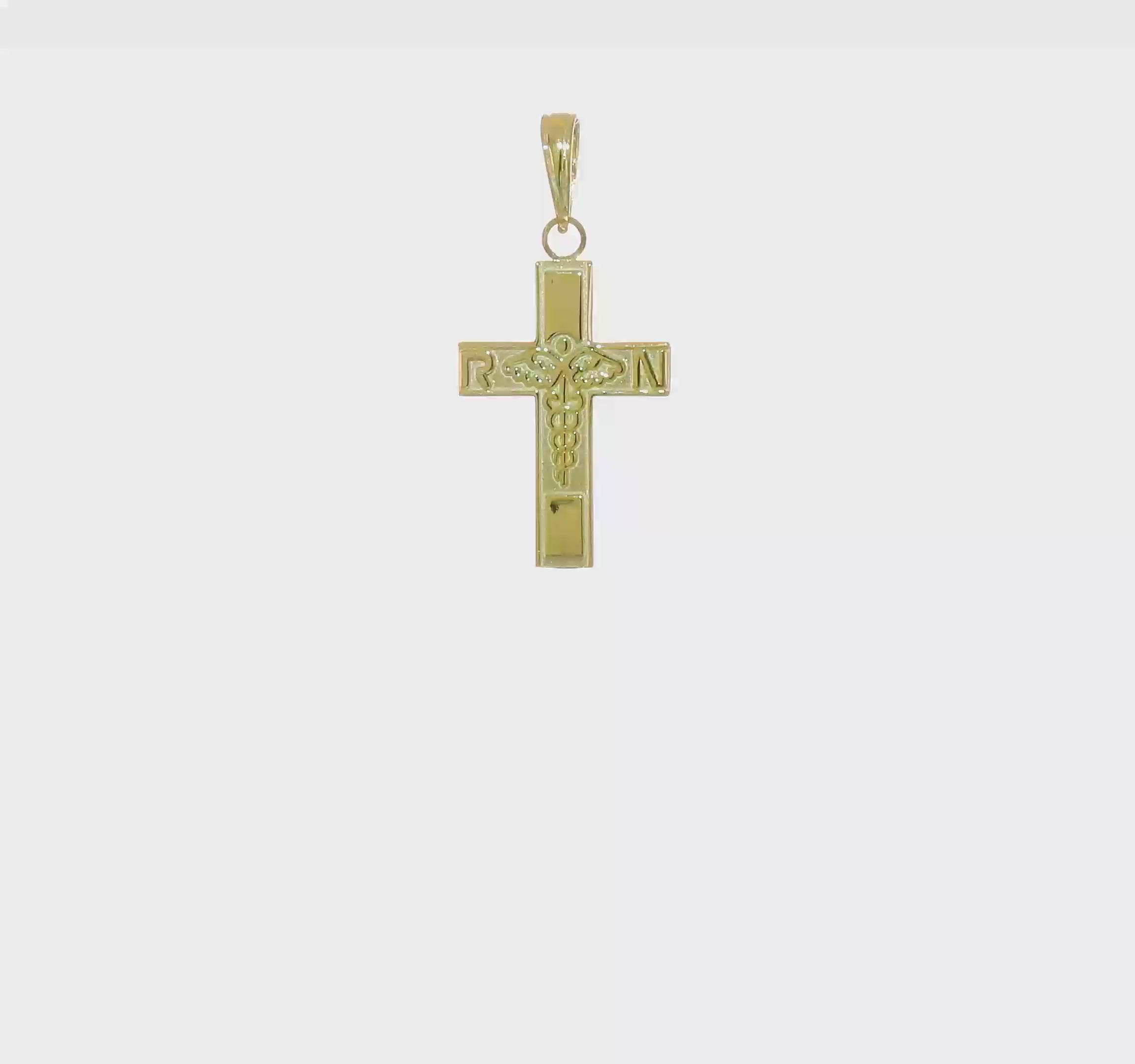 10KT Yellow Gold RN  Caduceus Cross Charm