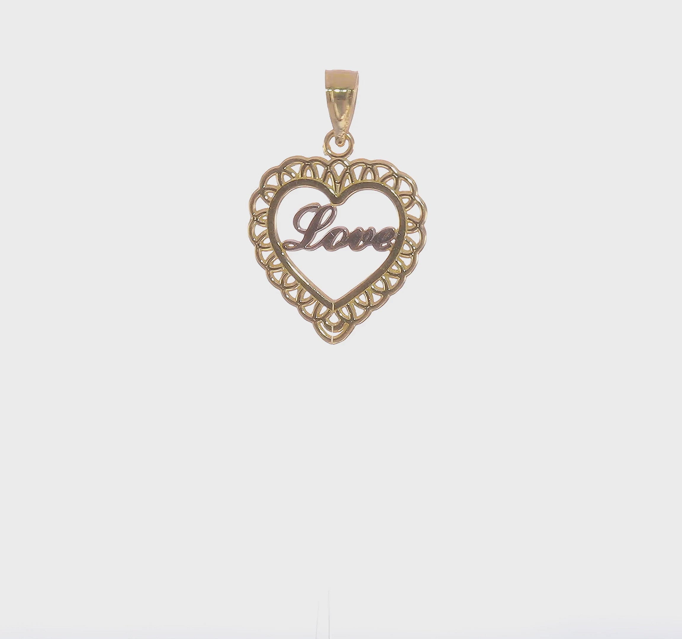 10KT Yellow Gold w/ Rhodium LOVE Heart Charm