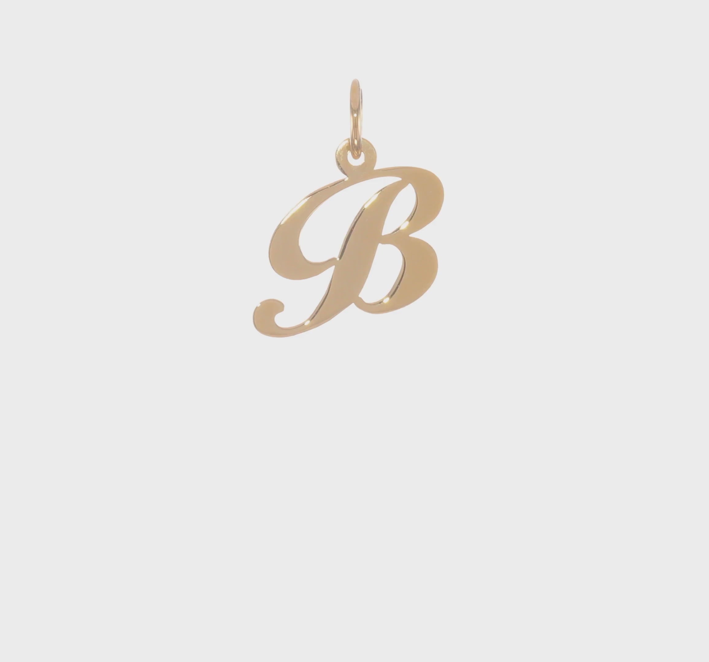 14kt Yellow Gold Small Fancy Script Letter B Initial Charm