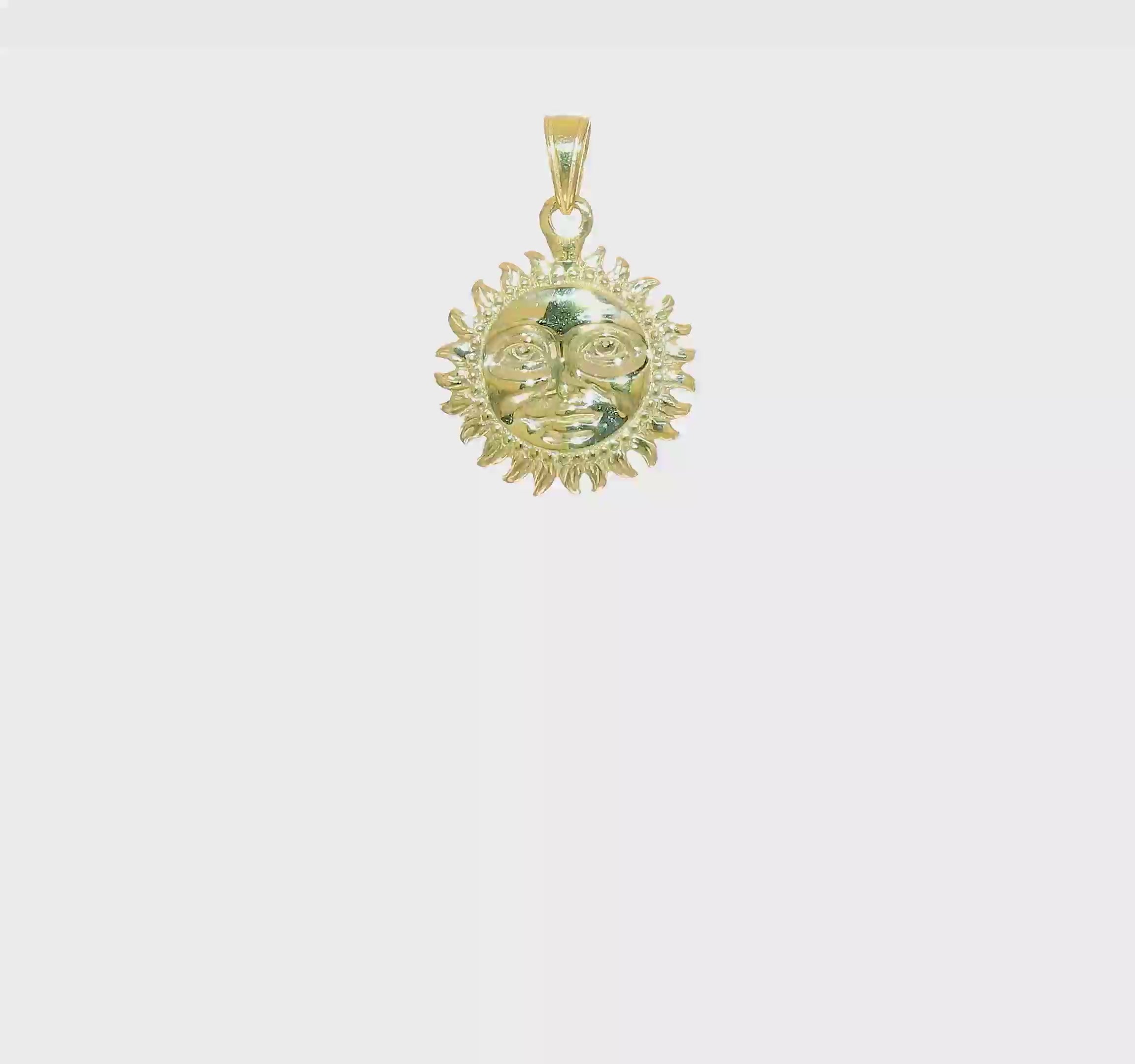 10kt Yellow Gold Solid Polished Reversible Sun Pendant