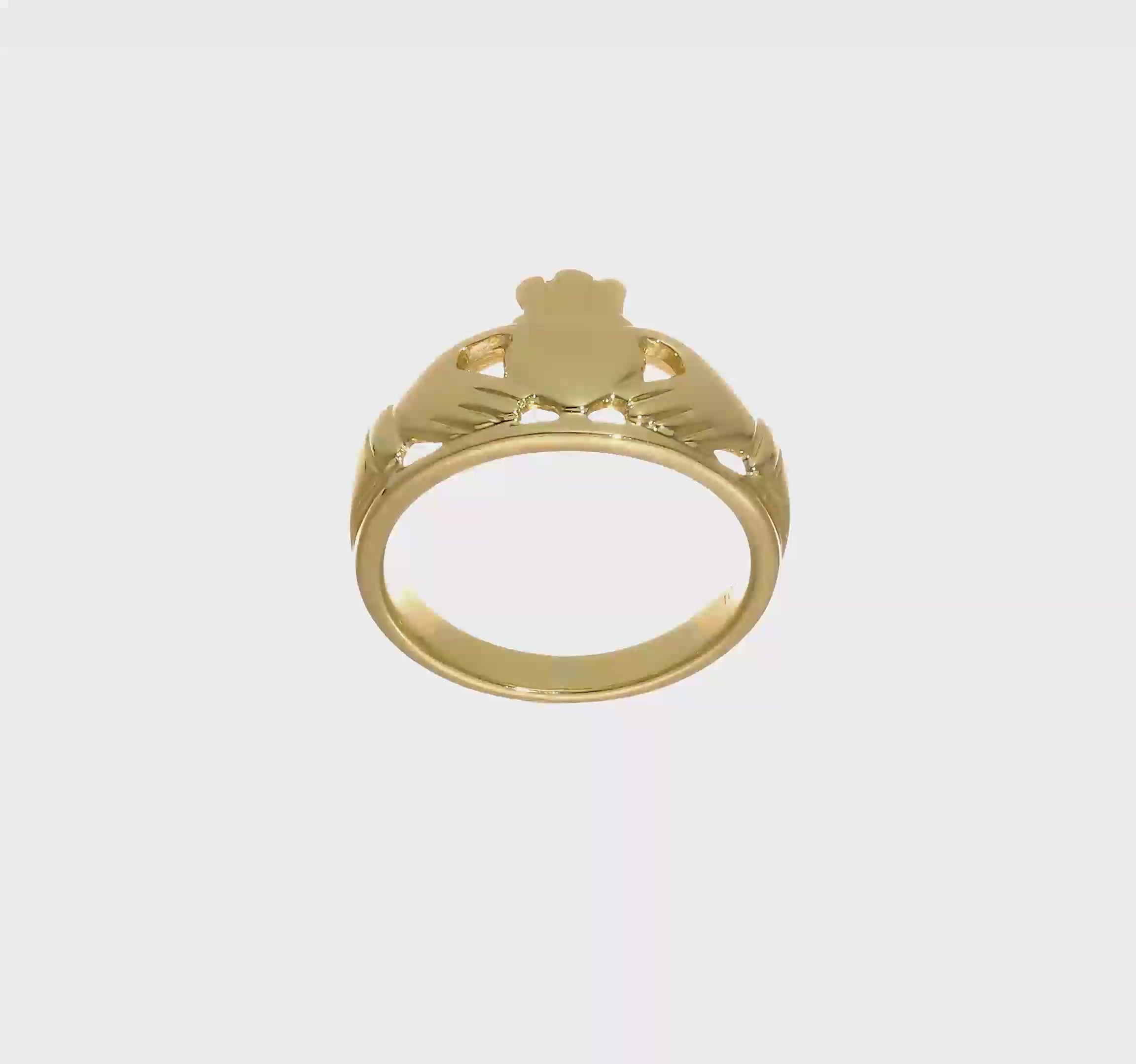 10kt Yellow Gold Polished Men's Claddagh Ring