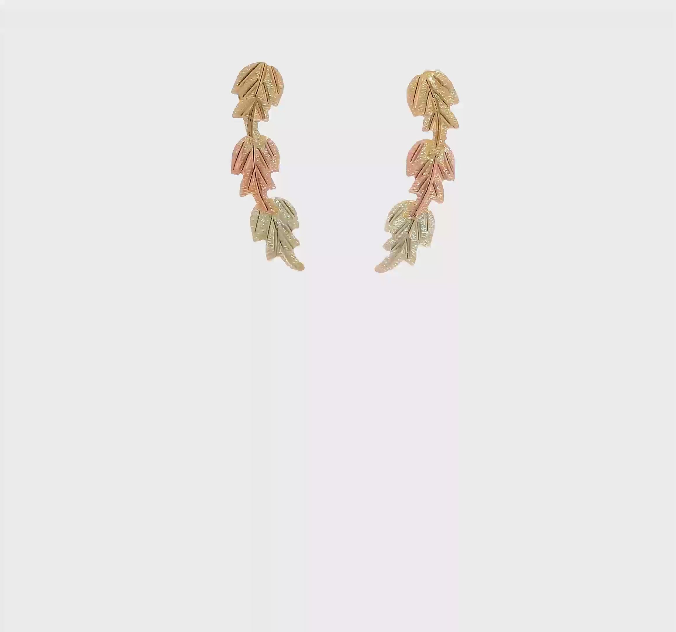 10kt Tri-Color Black Hills Gold Post Earrings