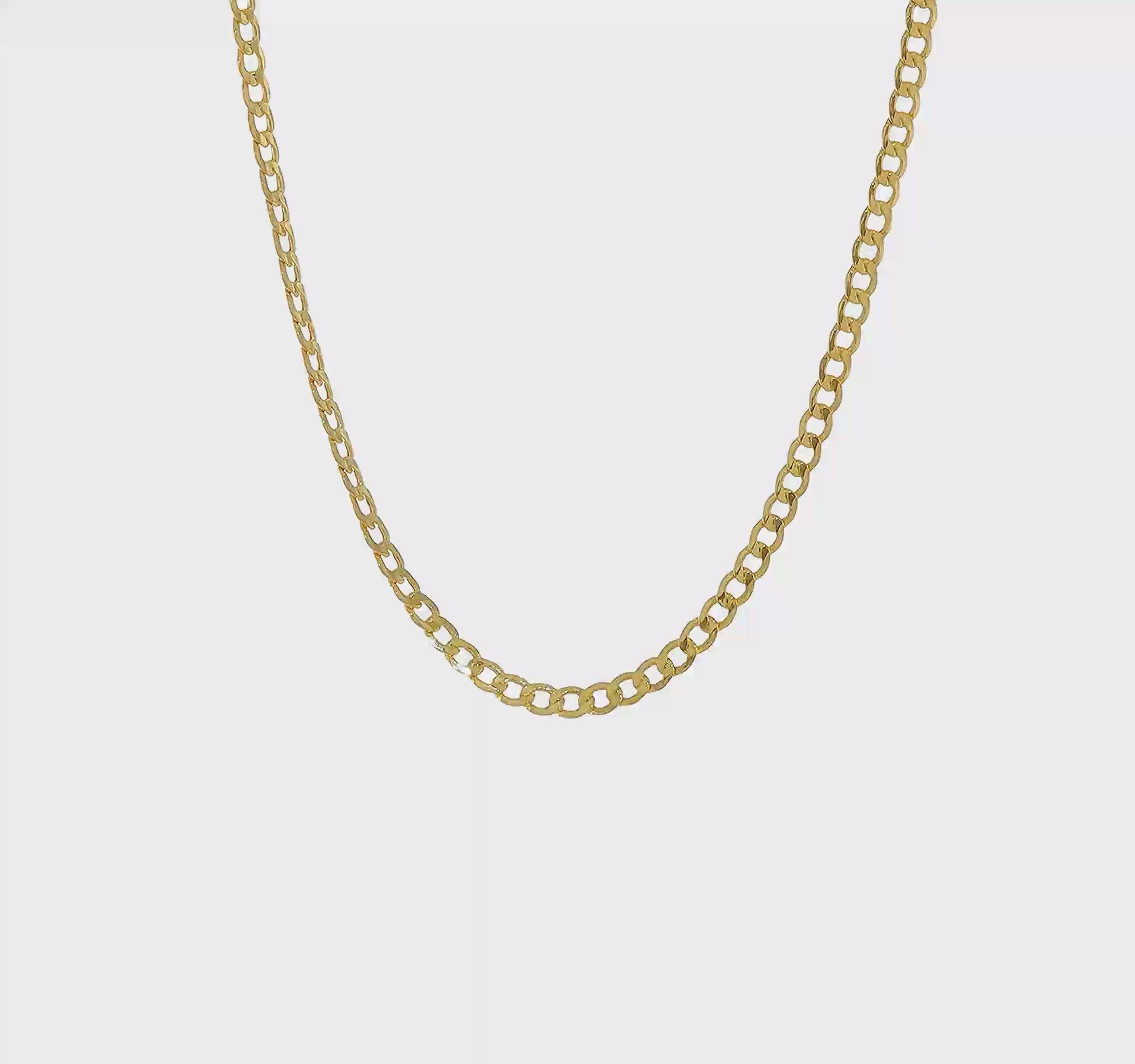 10kt Yellow Gold 3.35mm Semi-Solid Curb Link Chain