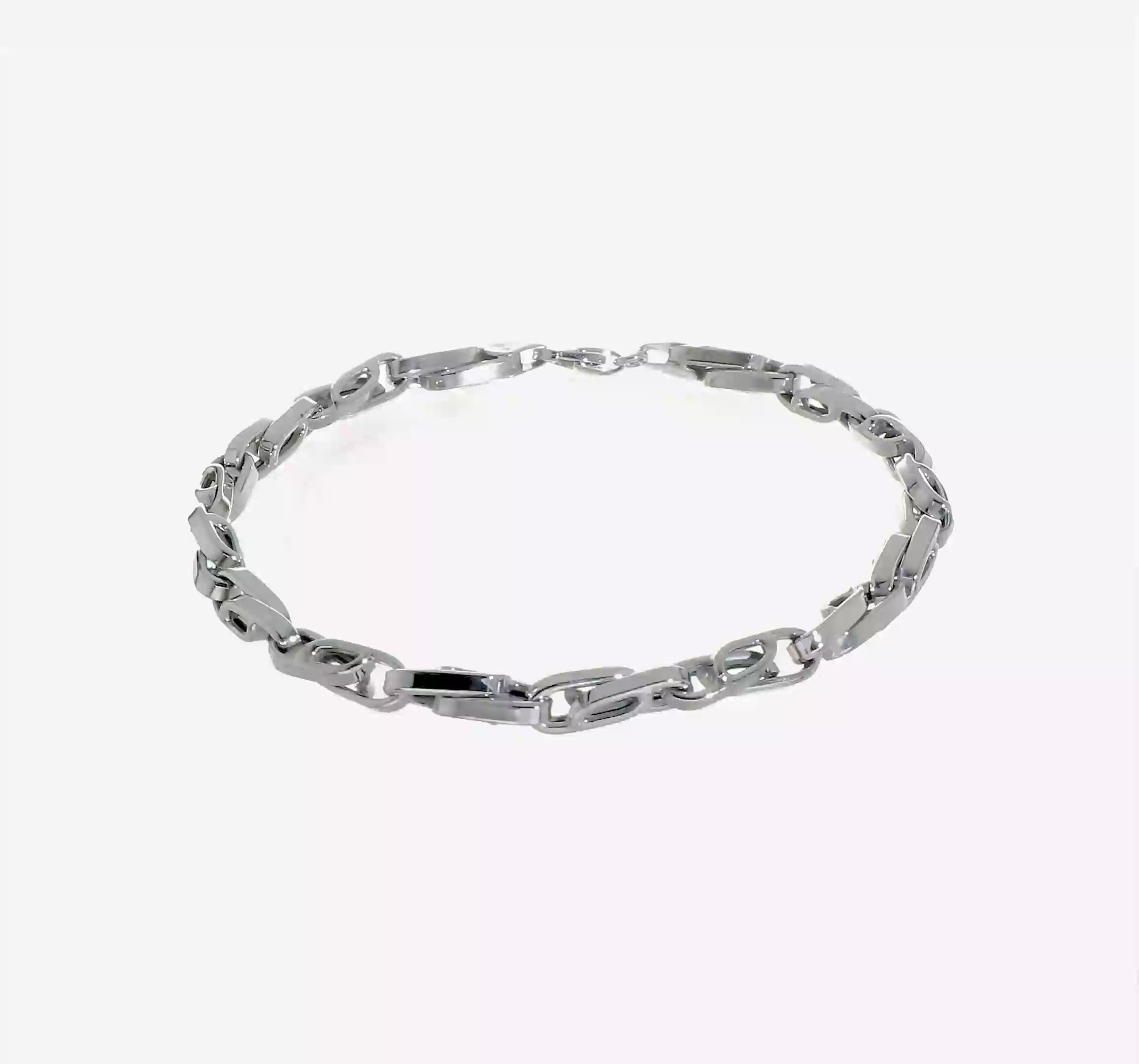 14KT White Gold Polished Fancy Link Bracelet