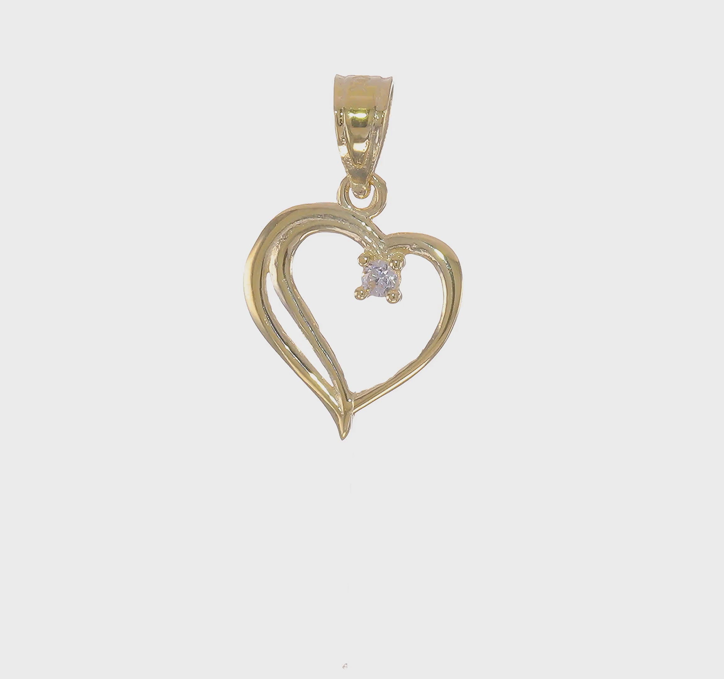10kt Yellow Gold CZ Heart Pendant