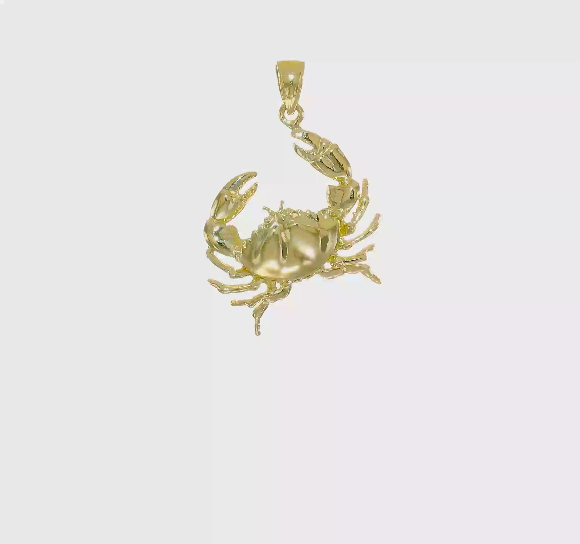10kt Yellow Gold Stone Crab with Claw Extended Pendant