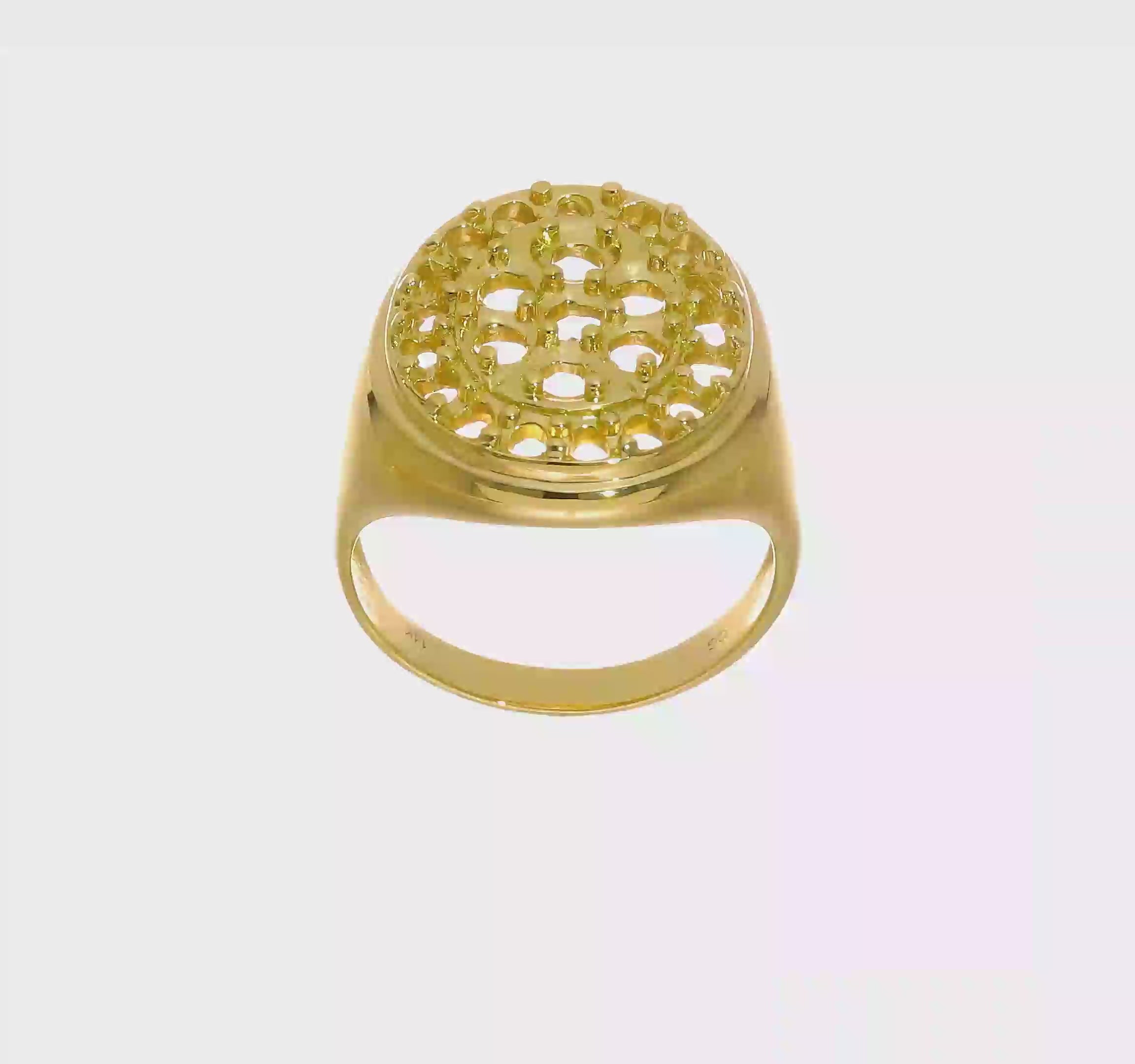 14kt Yellow Gold Fancy Polished Circular To Mens Diamond Ring Mounting