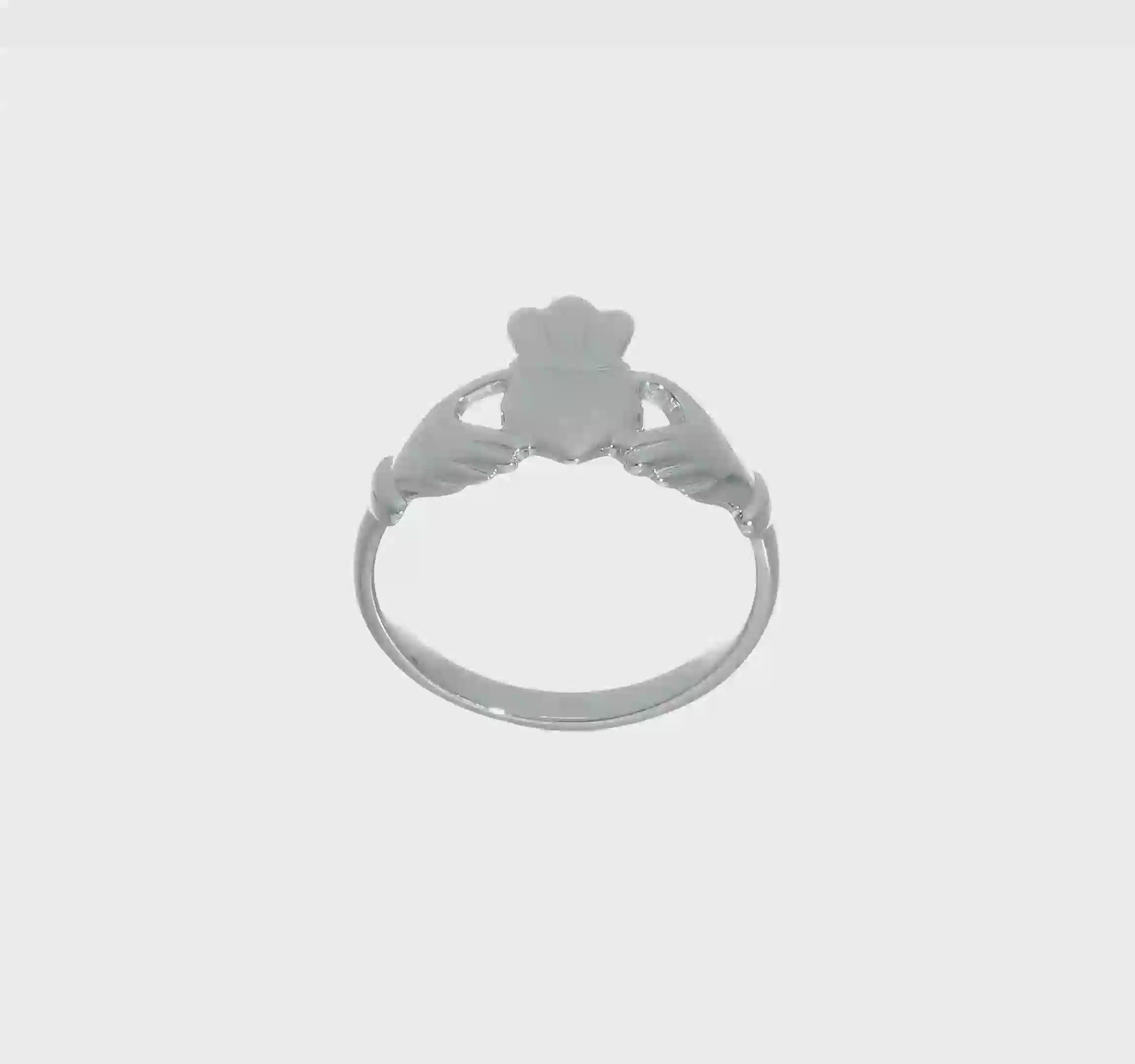 10kt White Gold Polished Claddagh Ring