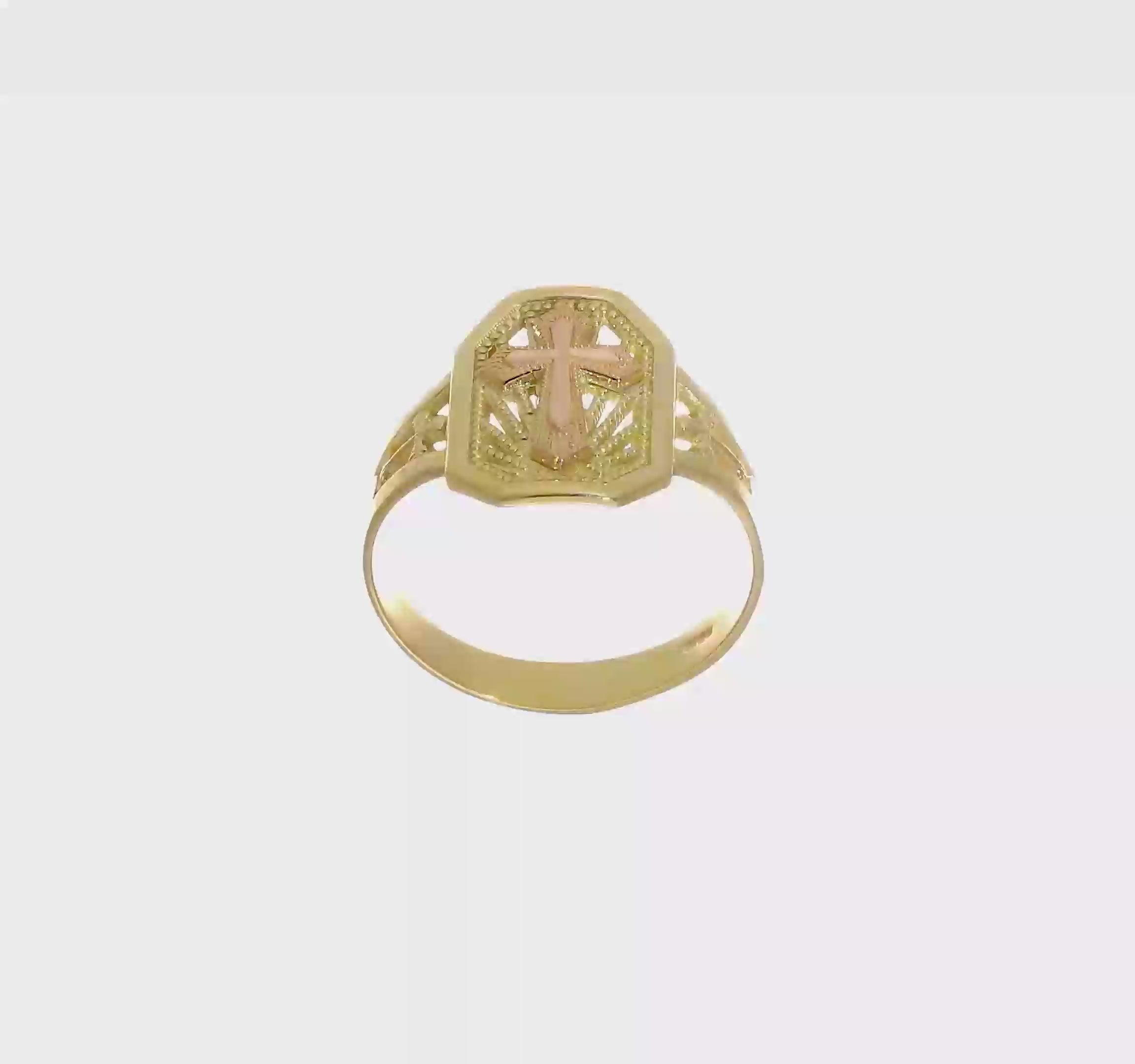 10kt Yellow Gold Two-tone Filigree Cross Ring