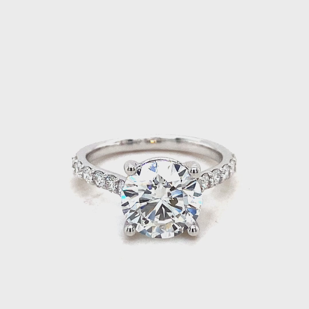 14kt White Gold 3.52 CTW Lab Diamond Round Shape Solitaire Ring