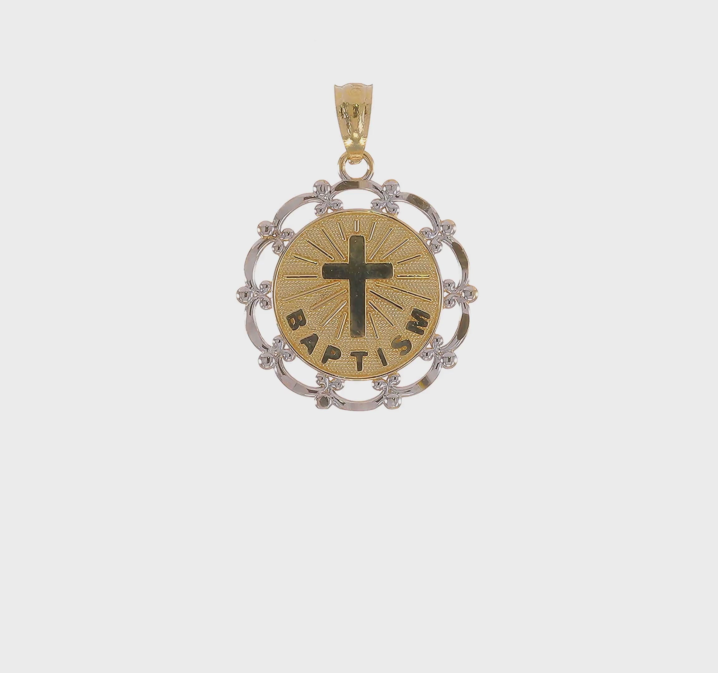 14KT Yellow Gold w/Rhodium Baptism Pendant