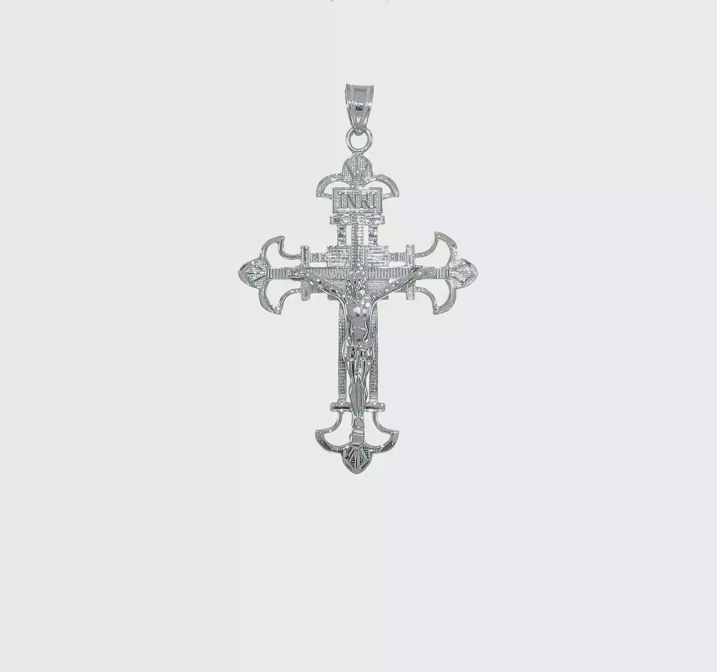10kt White Gold INRI Crucifix Pendant