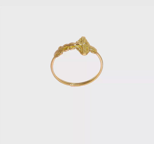 10kt Yellow Gold Diamond-Cut Crucifix Ring