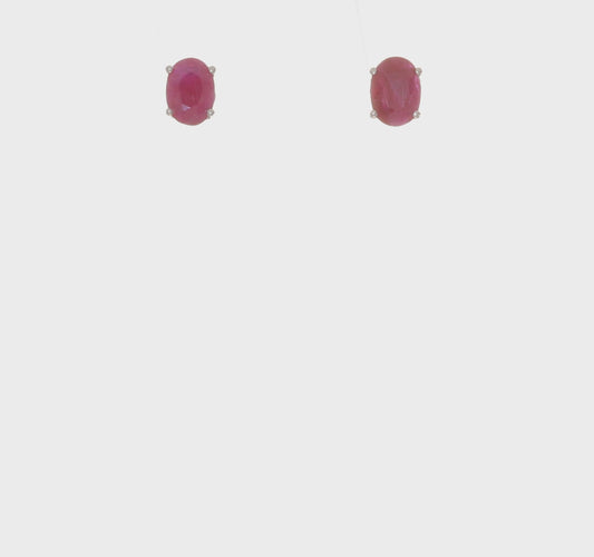 14kt White Gold Ruby Earrings