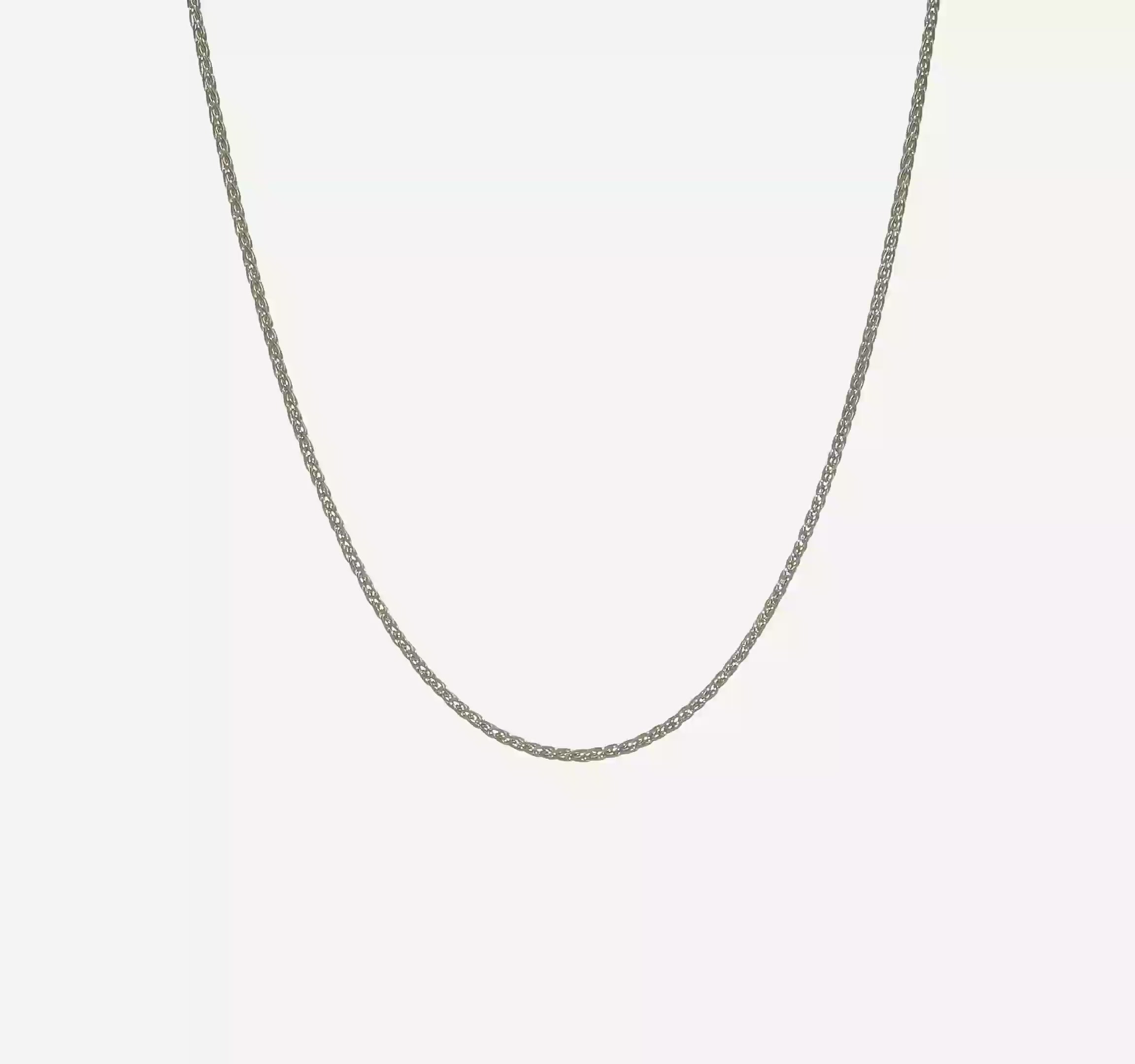 14KT White Gold Adjustable 1.5mm Wheat Chain