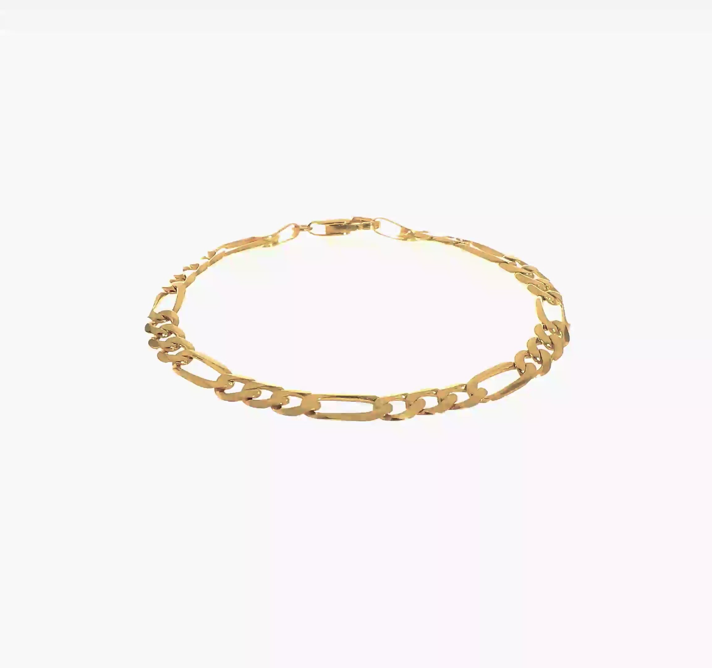14KT Yellow Gold 5.50mm Flat Figaro Chain