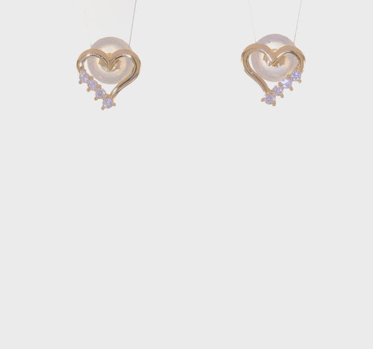 14kt Yellow Gold Madi K CZ Children's Heart Post Earrings