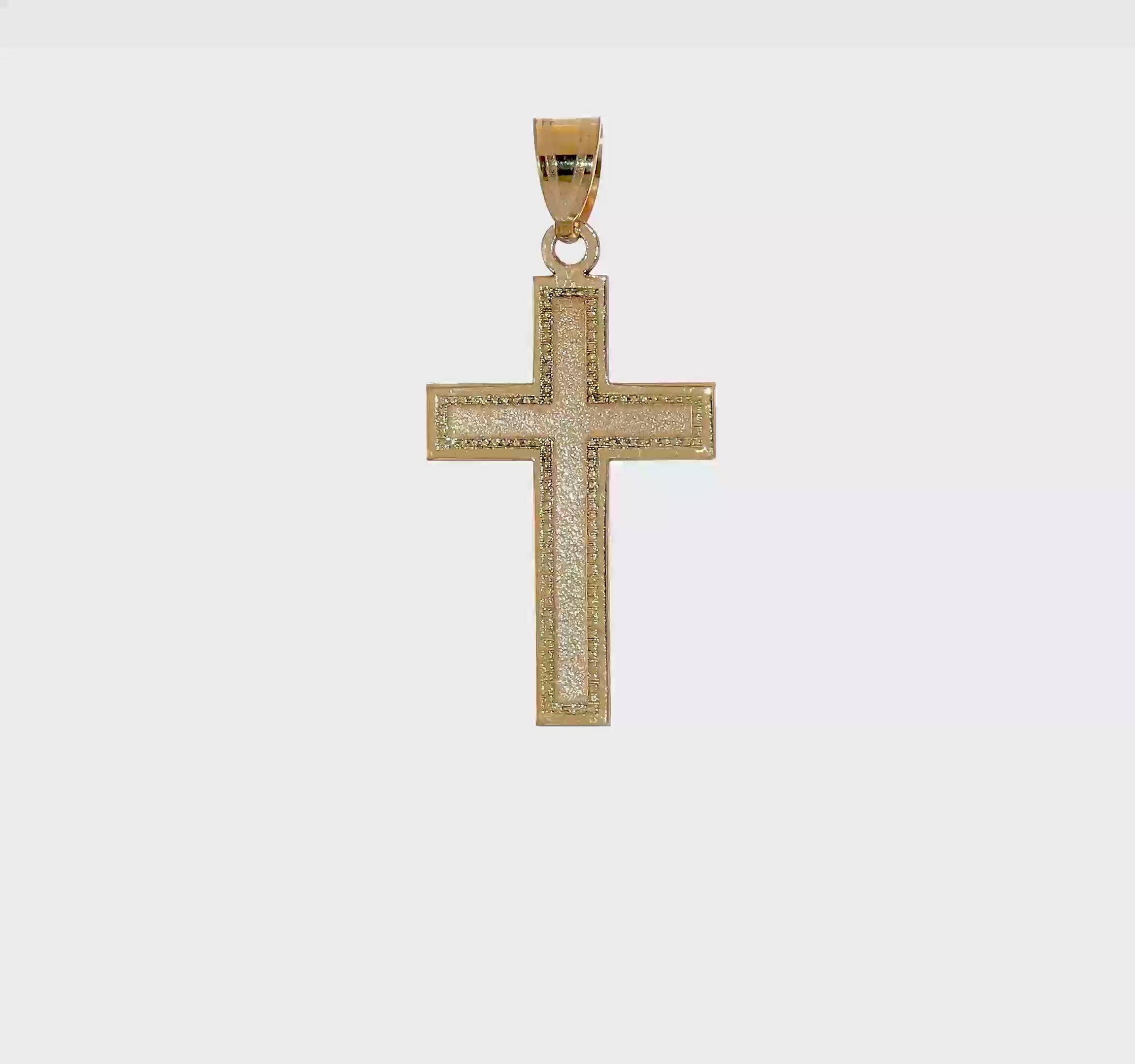 10KT Yellow Gold Large Satin Cross Pendant