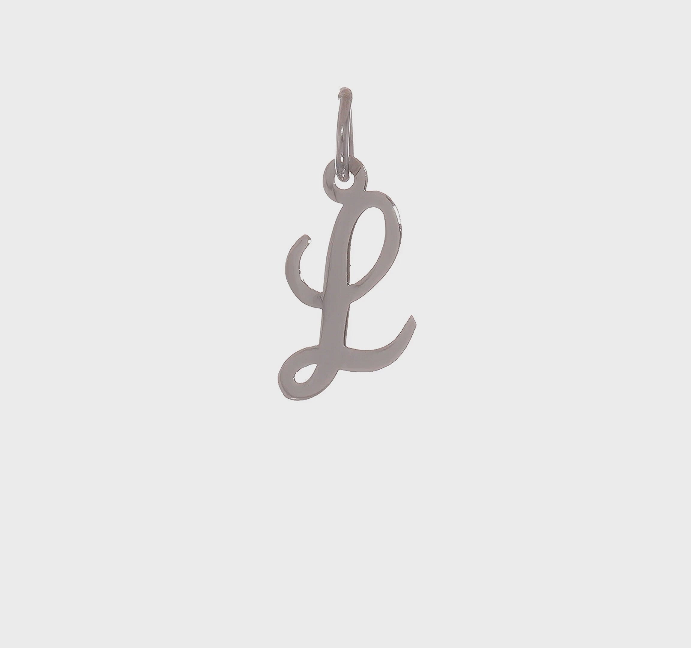 14kt White Gold Small Script Letter L Initial Charm