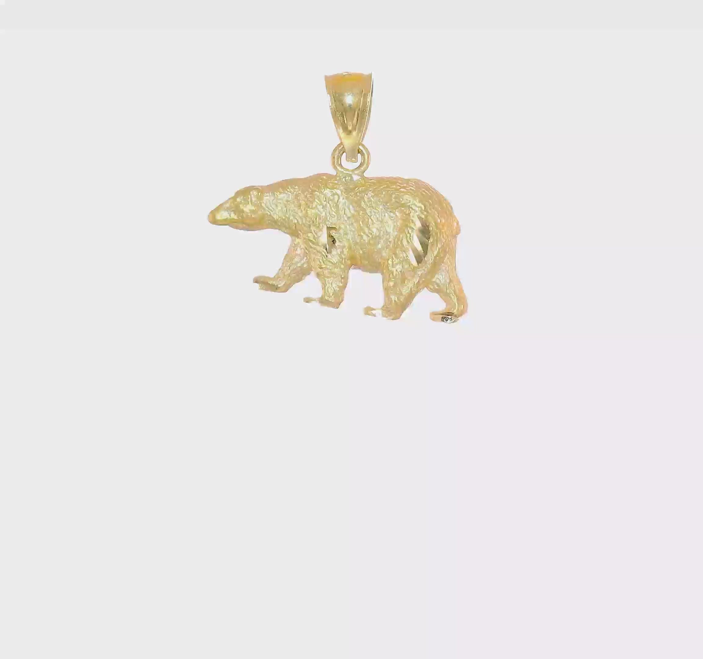 10KT Yellow Gold Diamond-cut Bear Pendant