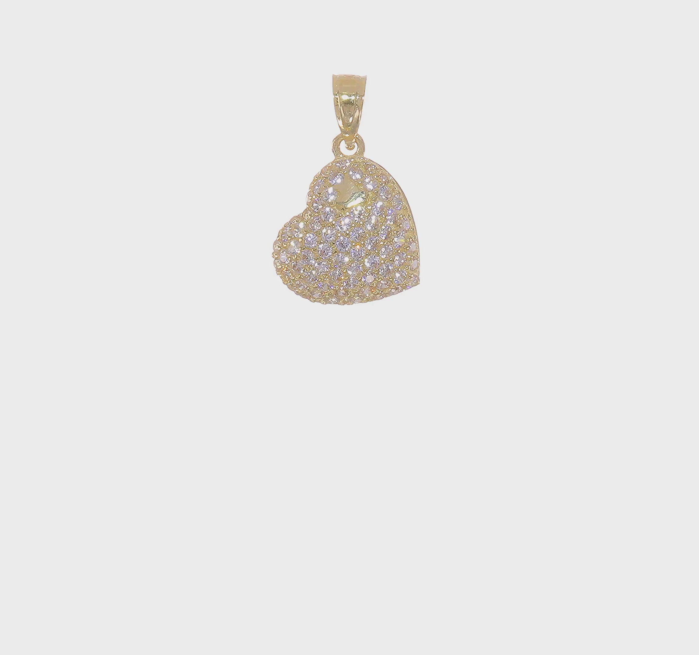 10kt Yellow Gold CZ Micro Pave Heart Pendant